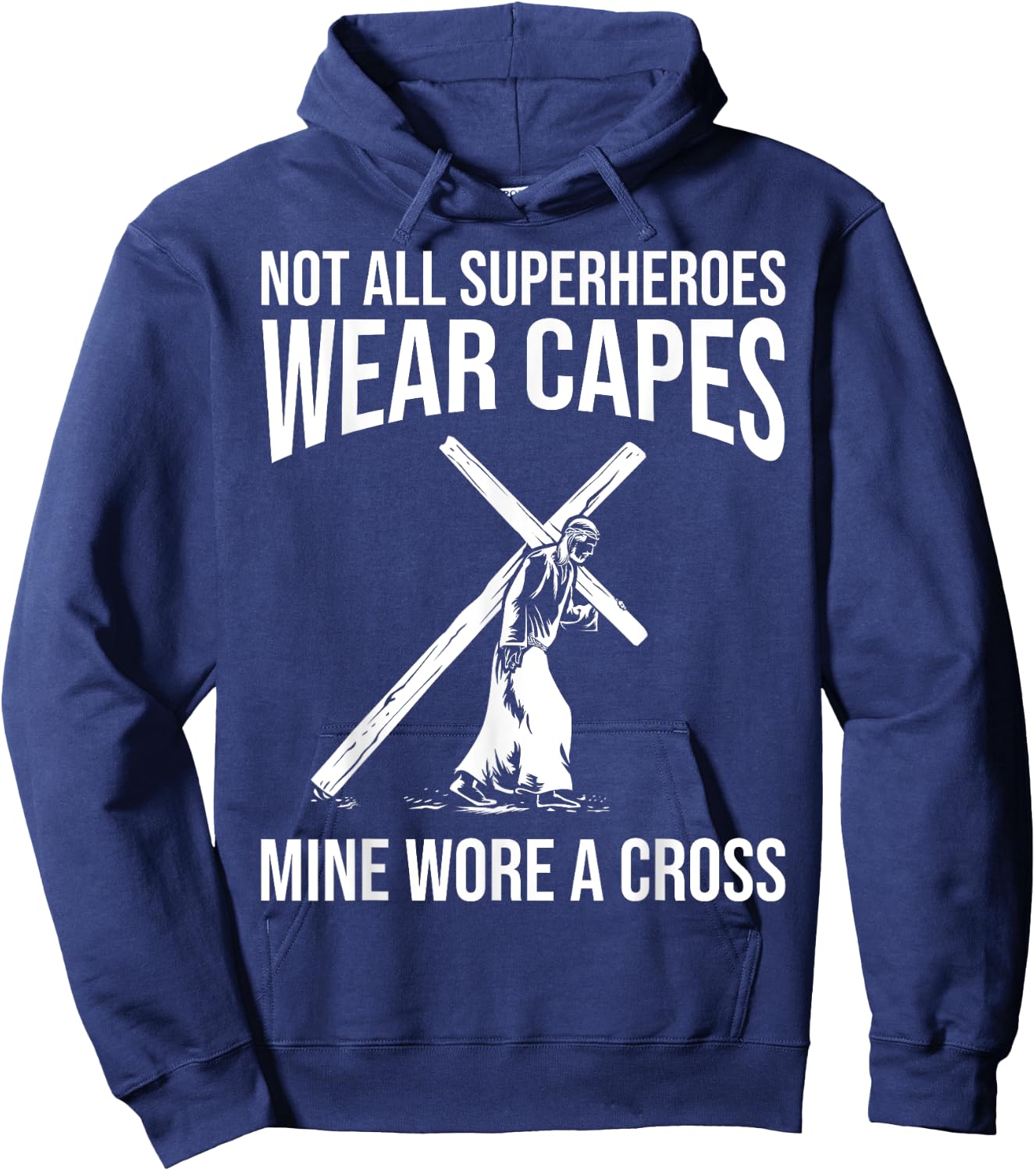 Funny Jesus Superhero Design Men Women Jesus Christ Cross Hoodie - Hoodie | Navy