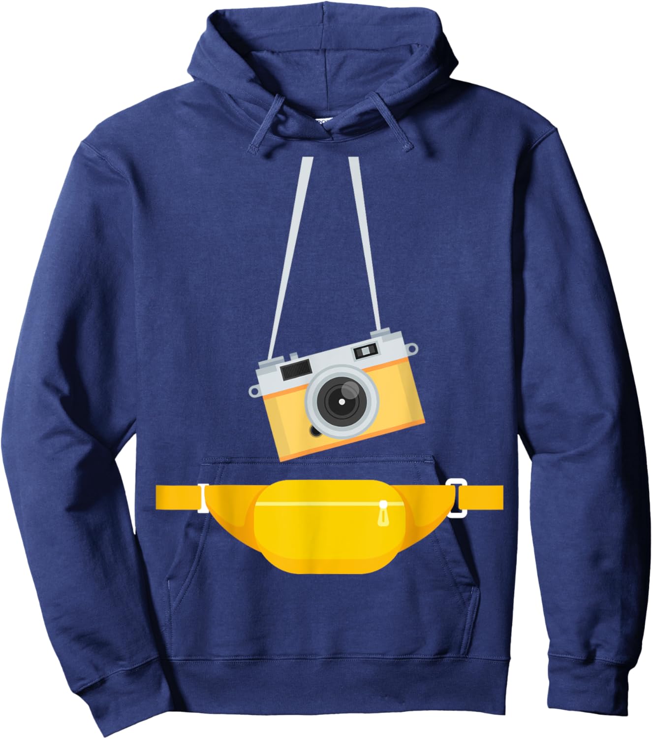 Fake Tourist Photographer Strap Hanging Camera & Bum Bag Hoodie - Hoodie | Navy