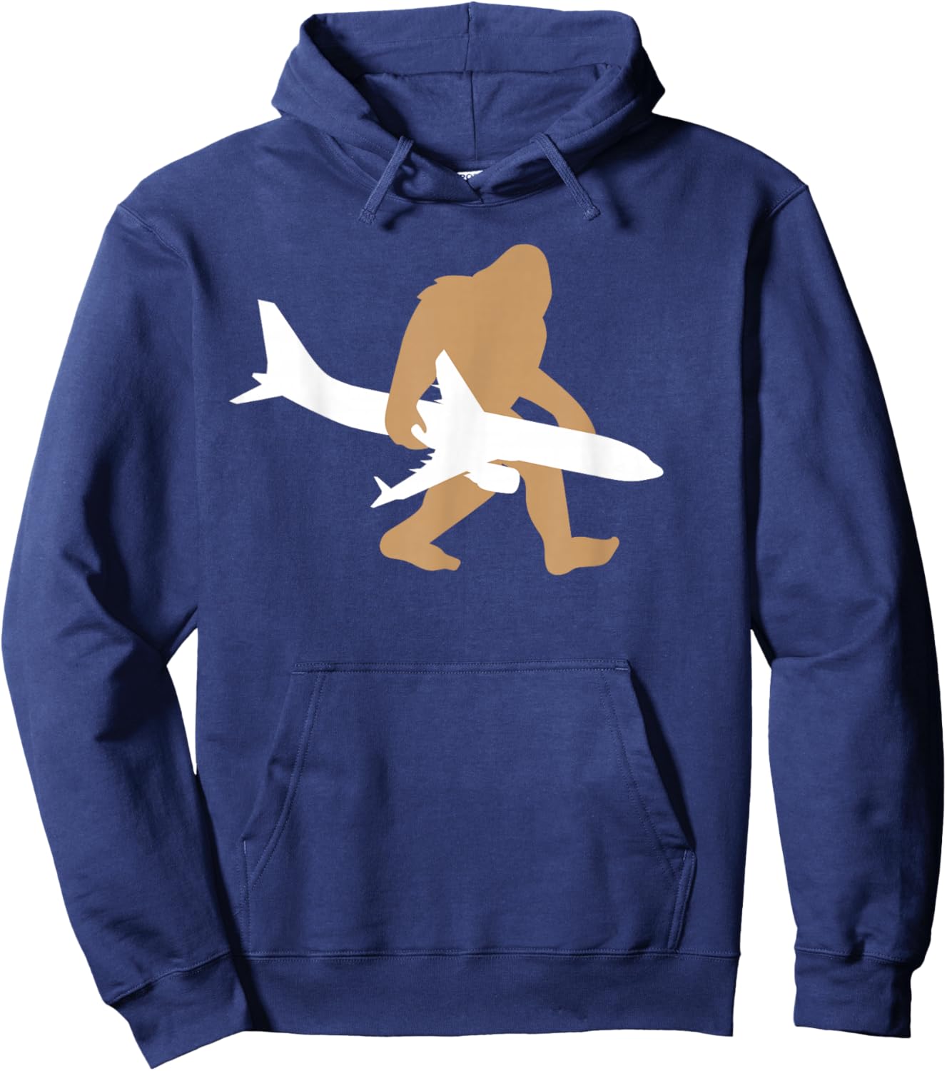 Funny Bigfoot Airplane Shirt, Cute Pilot Sasquatch Gift Hoodie - Hoodie | Navy