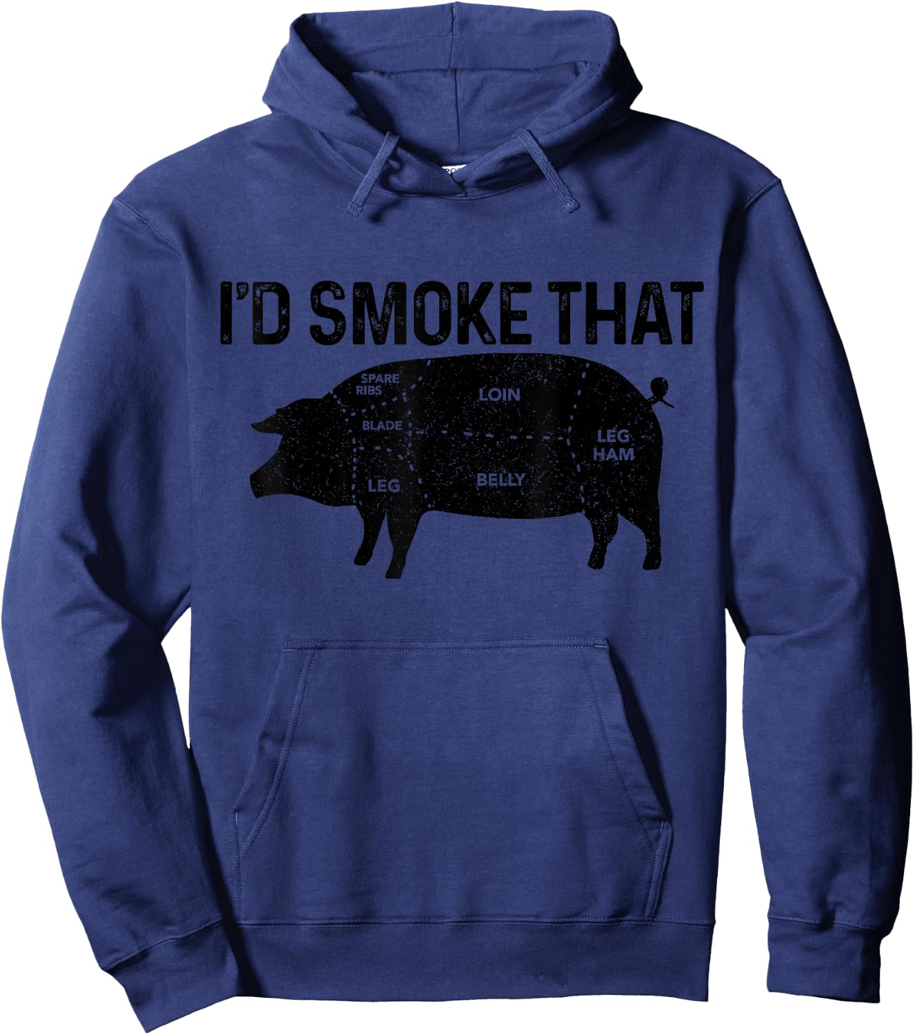 Chef Butcher BBQ I'd Smoke That Pig Pork Funny Father's Day Hoodie - Hoodie | Navy
