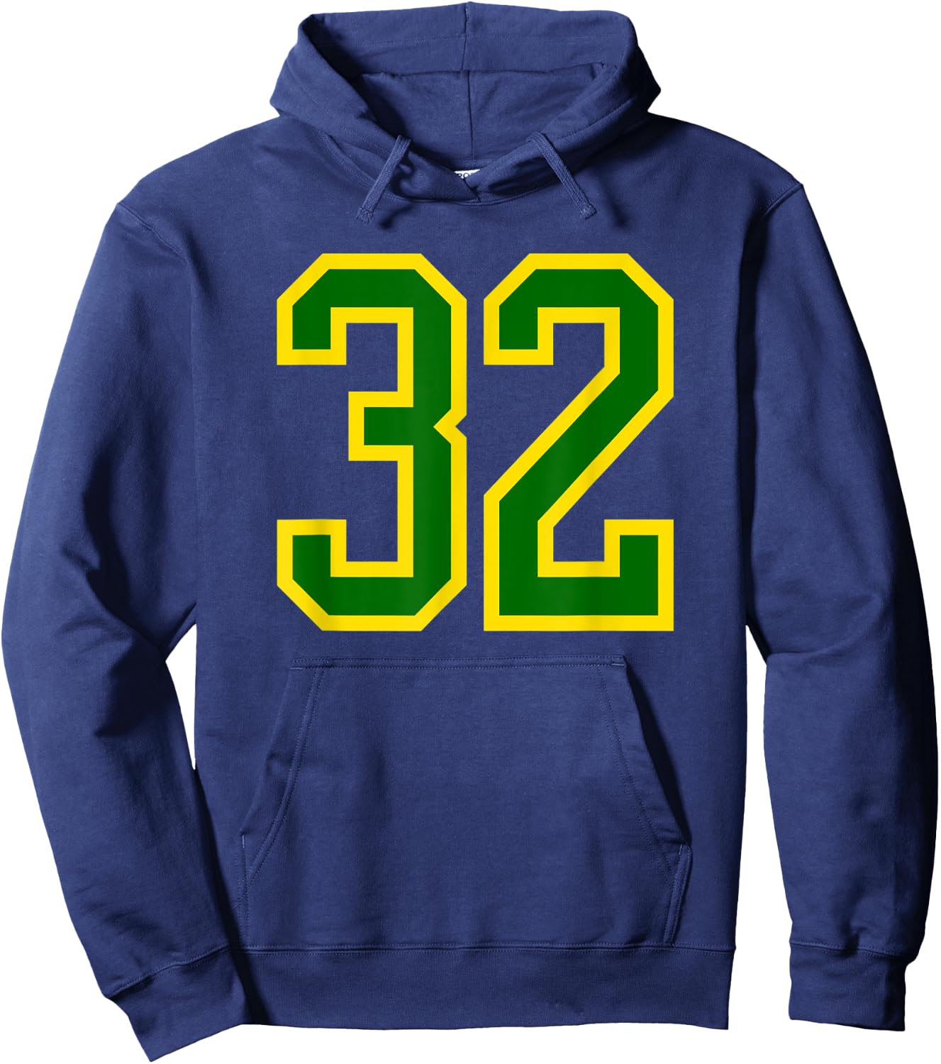 Jersey Number #32 Green Yellow Birthday Sports Number 32 Hoodie - Hoodie | Navy