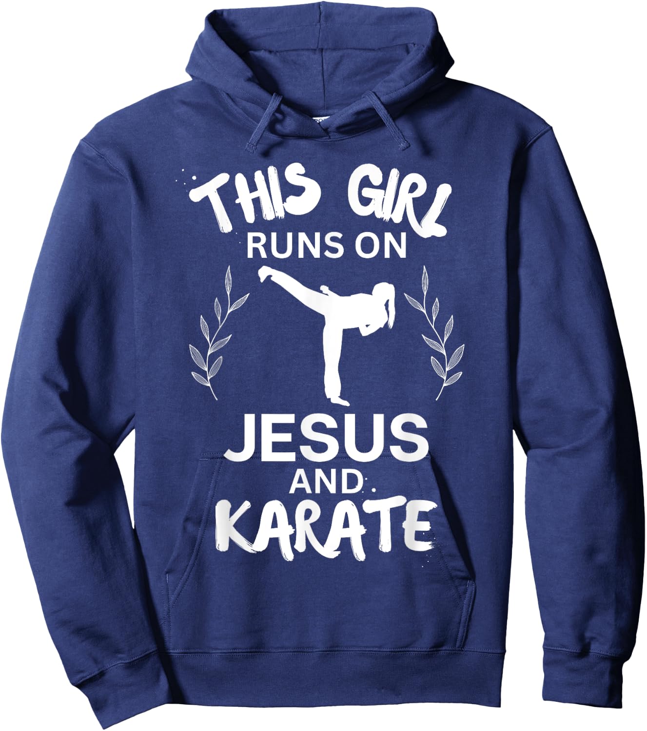 This Girl Runs On Jesus And Karate Christian Karate Lover Hoodie - Hoodie | Navy