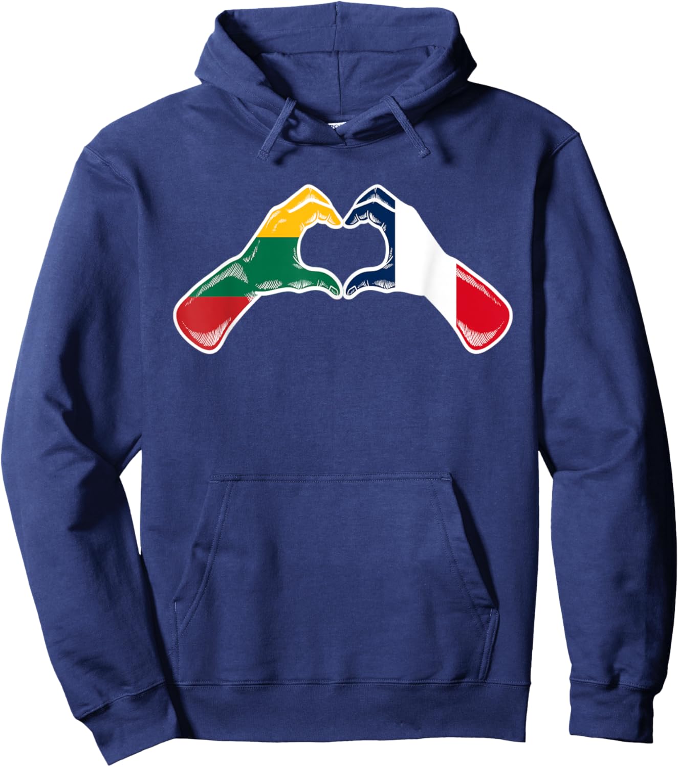 Lithuania France Flag - Lithuanian French Heart Hoodie - Hoodie | Navy