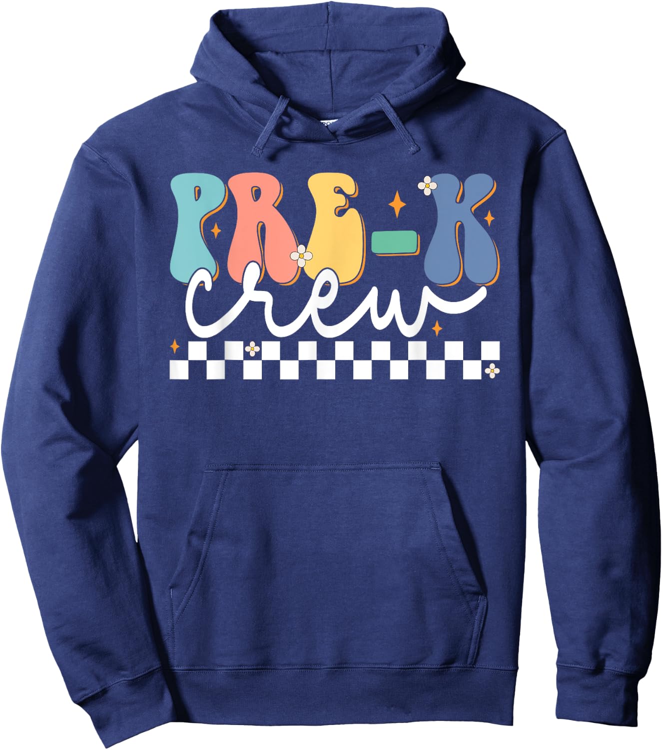 Pre-k Crew Groovy First Day Of School Pre-k Teacher Crew Hoodie - Hoodie | Navy