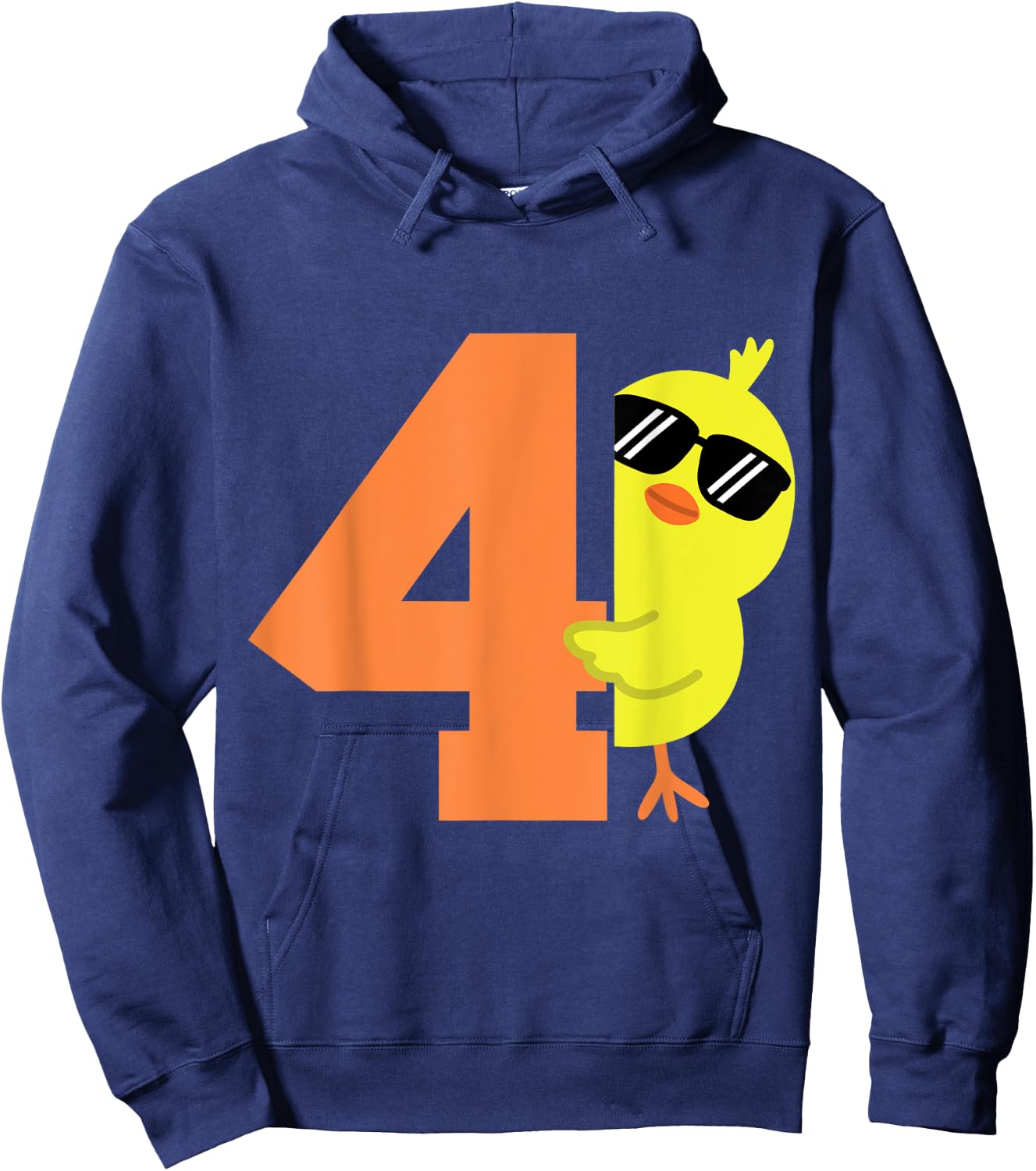 Kids 4th Birthday Chicken Themed Cute 4 Year Old Boys Chick Hoodie - Hoodie | Navy
