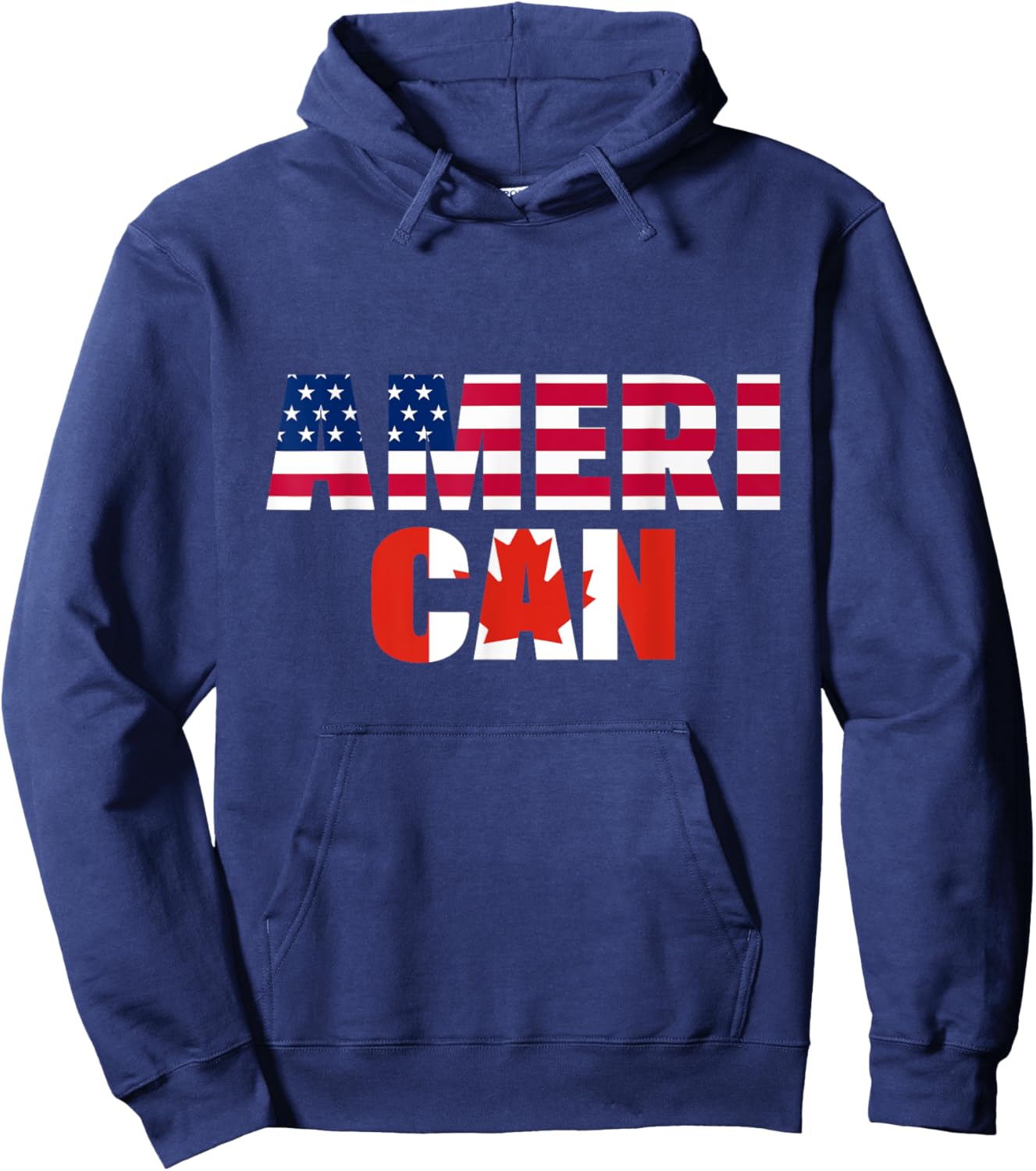 Ameri-can USA Canada Flag Canadian American 4th of July Hoodie - Hoodie | Navy