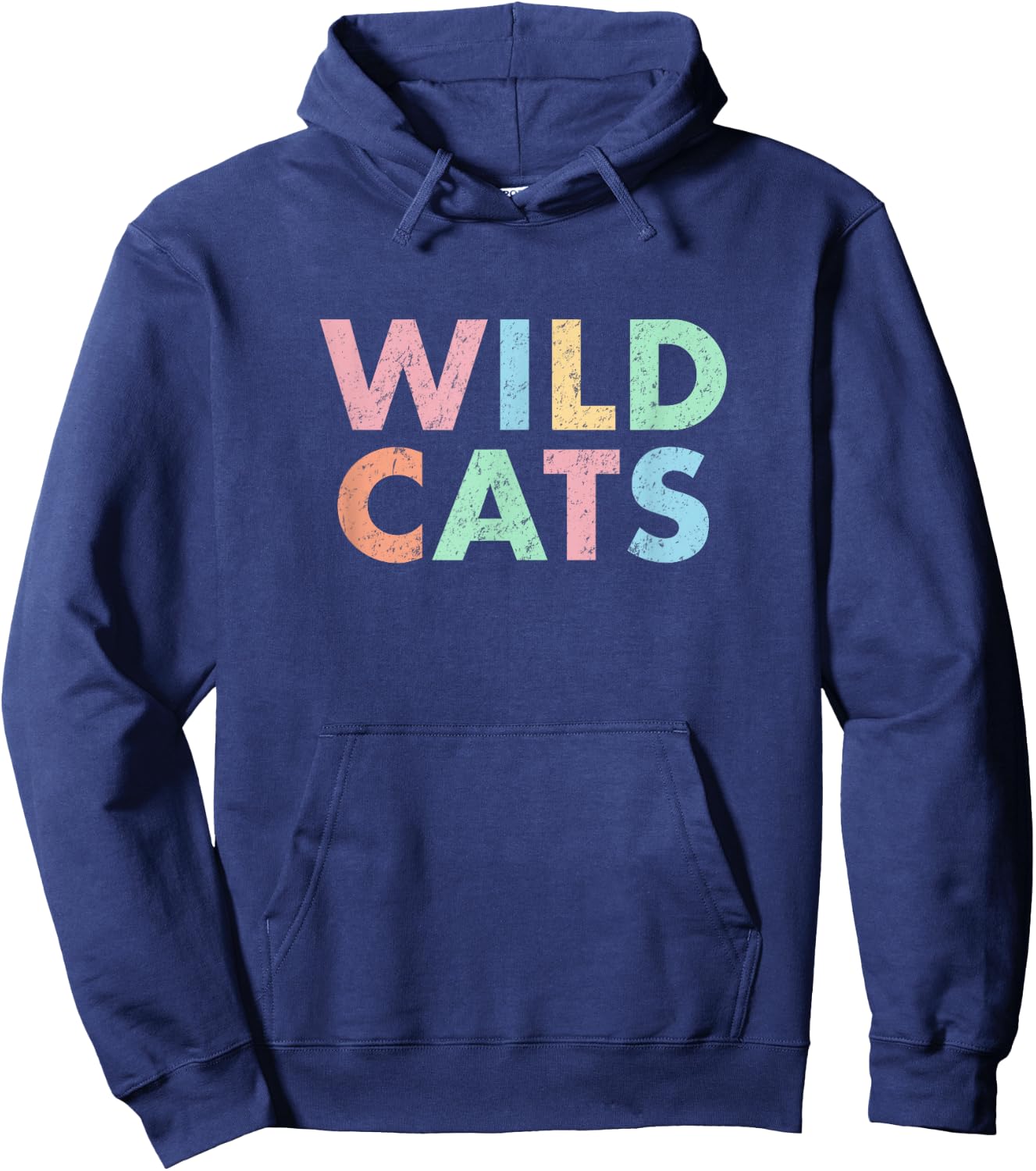 Wildcats Colorful School Sports Spirit Mascot Retro Wild Cat Hoodie - Hoodie | Navy