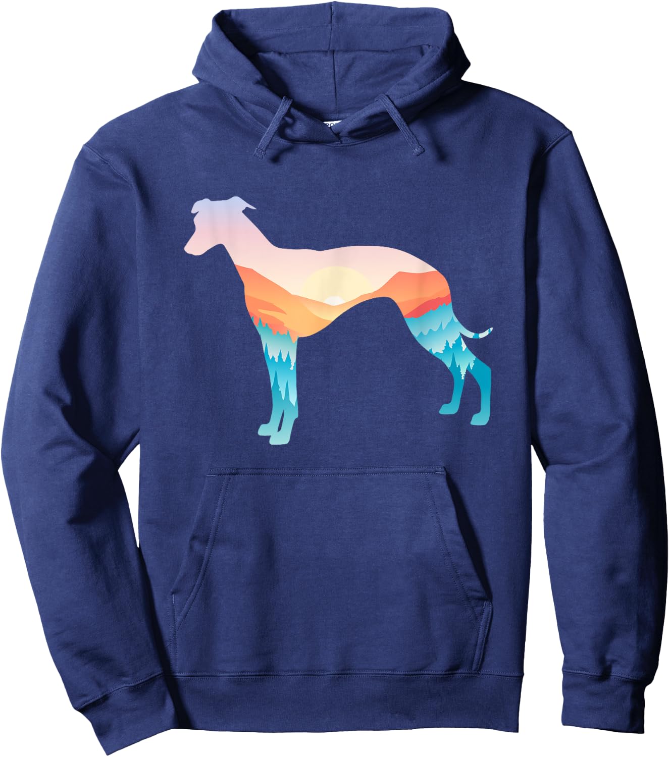 Whippet Nature Hiking Dog Sunrise Adventure Hoodie - Hoodie | Navy