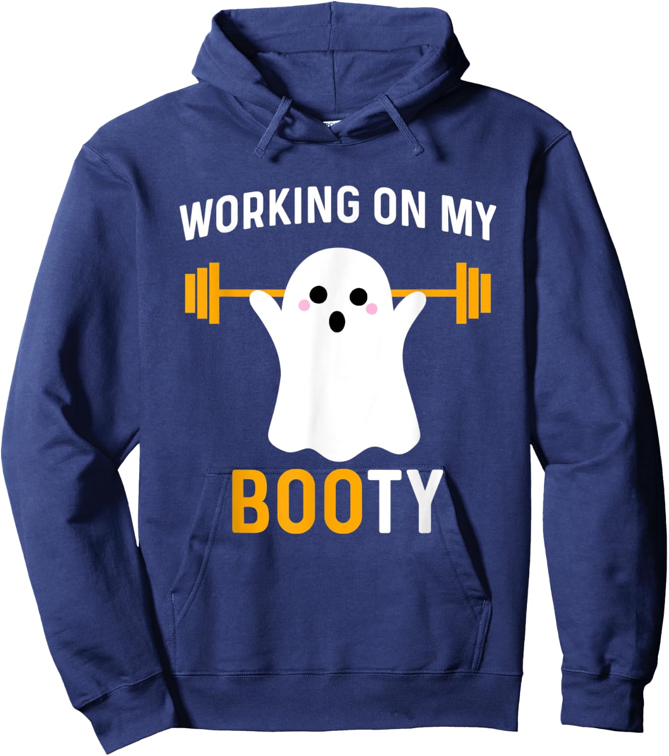 Working On My Booty Funny Halloween Workout Gym Squat Hoodie - Hoodie | Navy