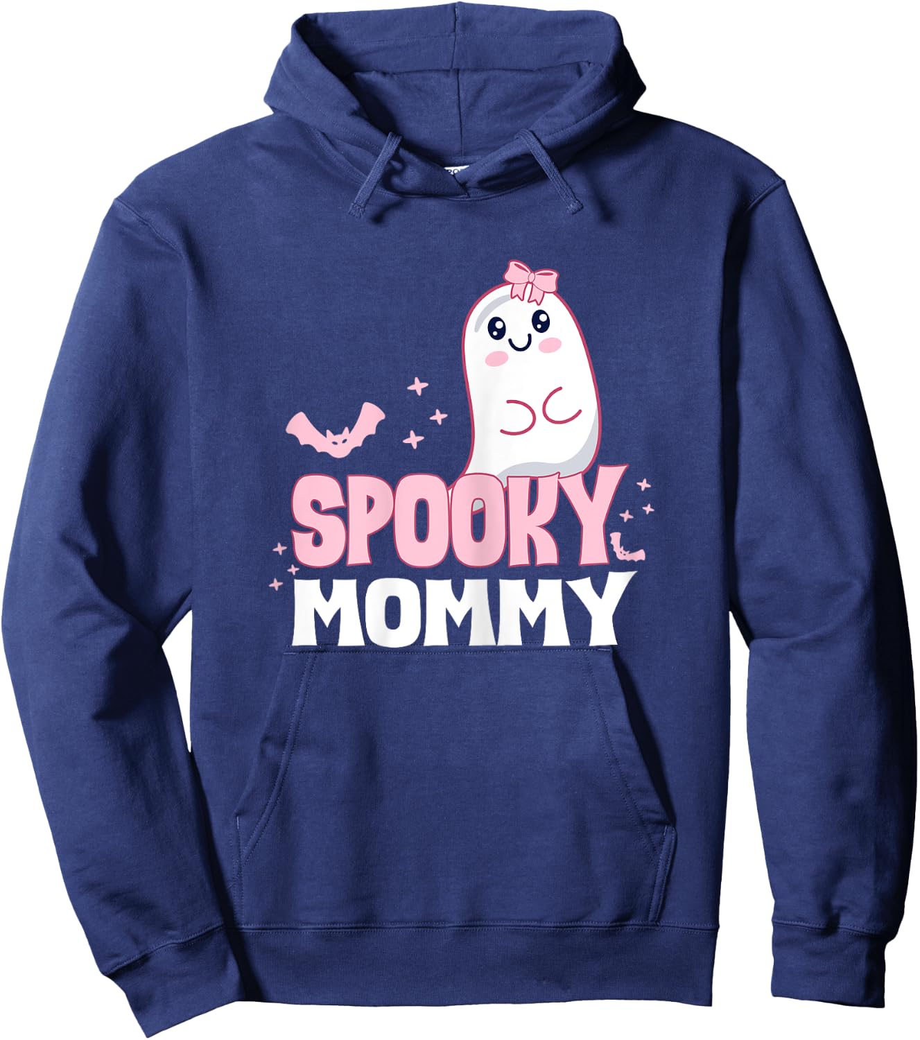 Spooky Mommy Family Cute Pink White Ghost Boo Halloween Hoodie - Hoodie | Navy