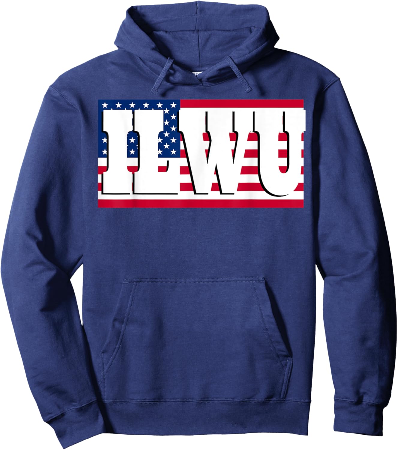 ILWU AMERICAN FLAG Women Men Hoodie - Hoodie | Navy