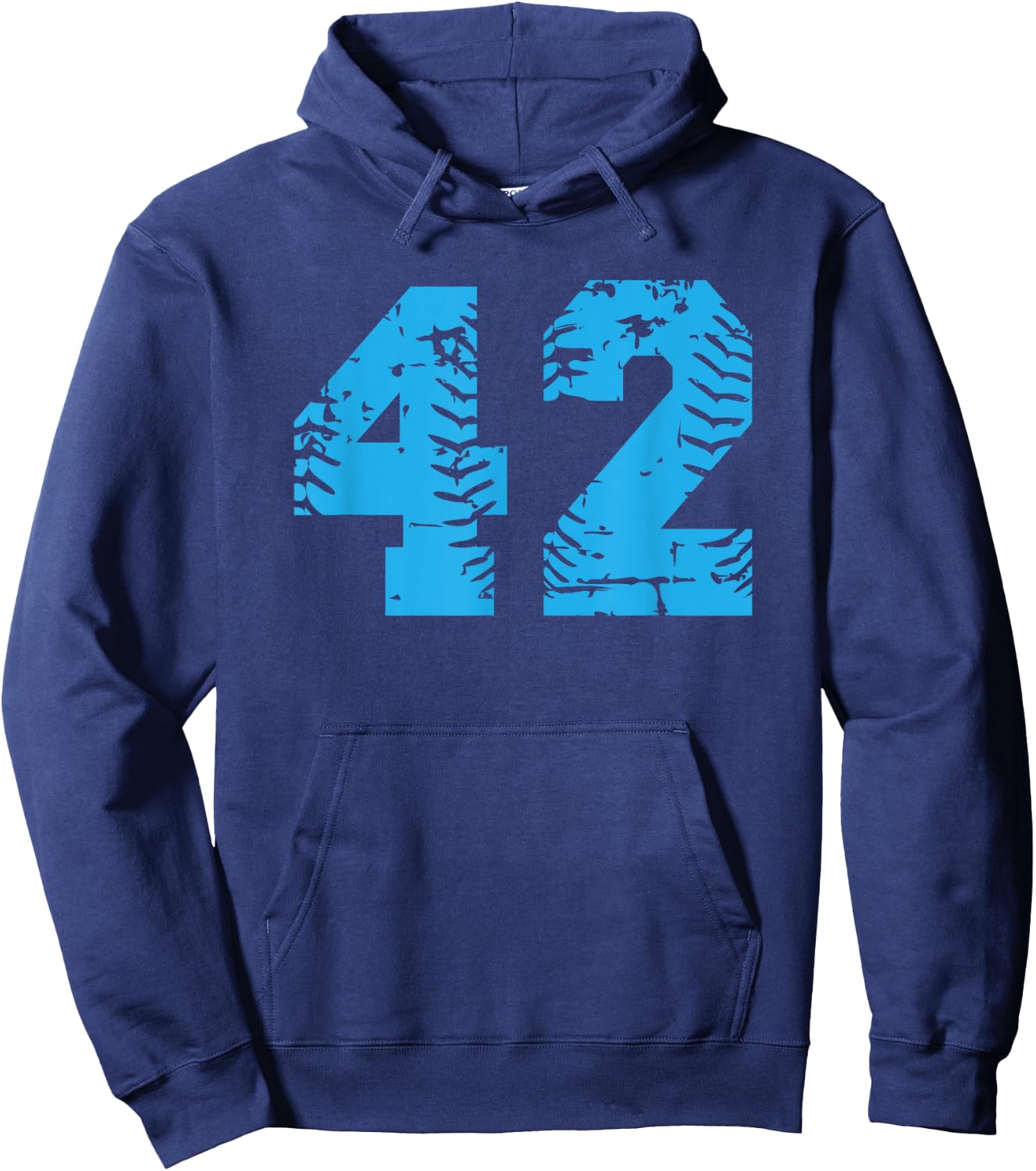 Number #42 Baseball Softball Blue Vintage Number Hoodie - Hoodie | Navy