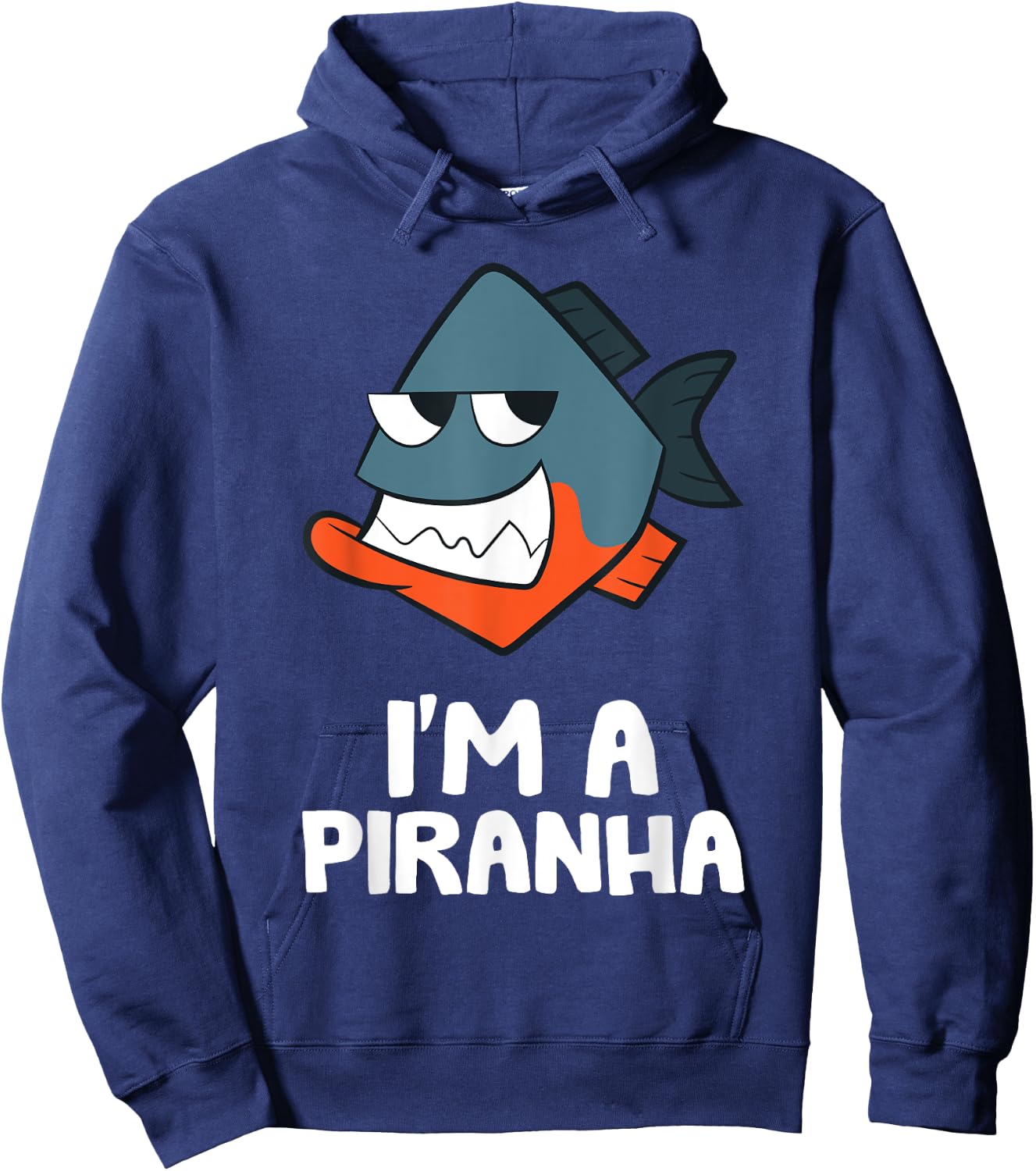 Funny Piranha Fish Gifts I'm A Piranha Kawaii Piranha Fish Drawing -Kids Black Small Hoodie - Hoodie | Navy