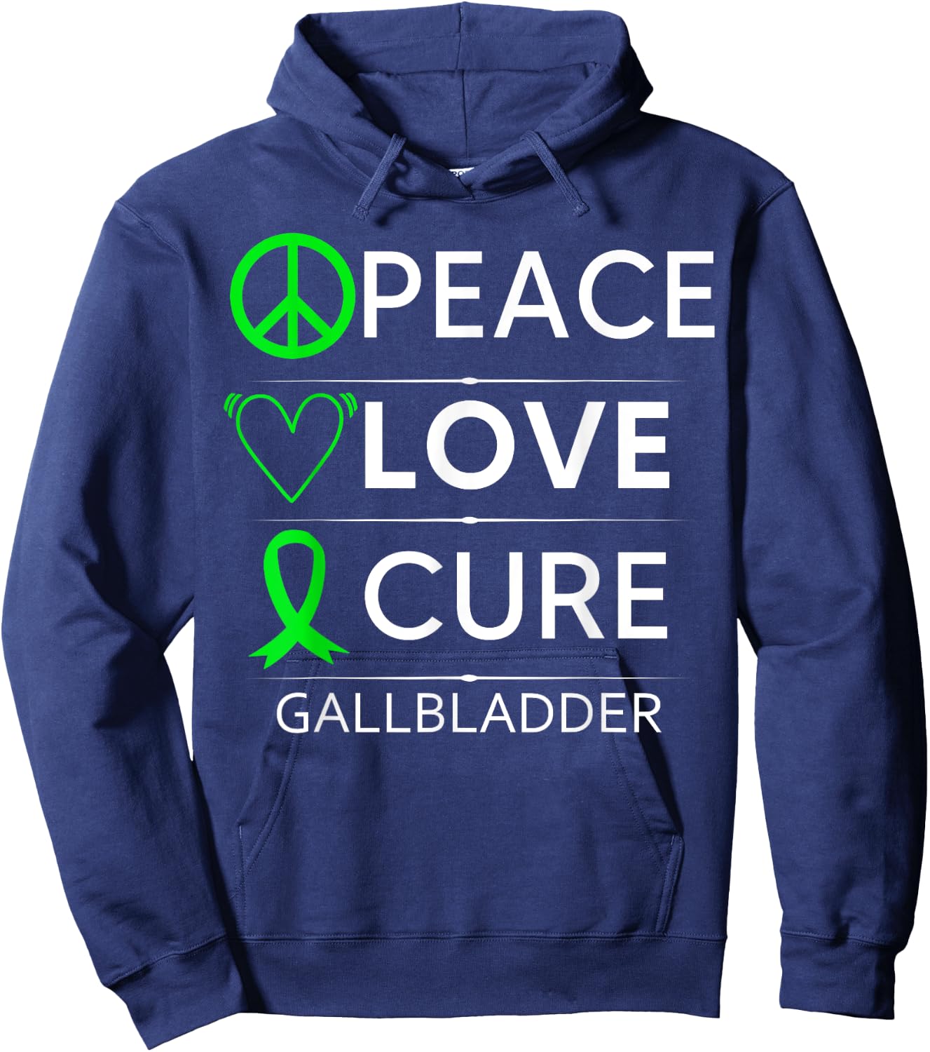 Gallbladder Awareness Gallstones Removal Green Ribbon Hoodie - Hoodie | Navy