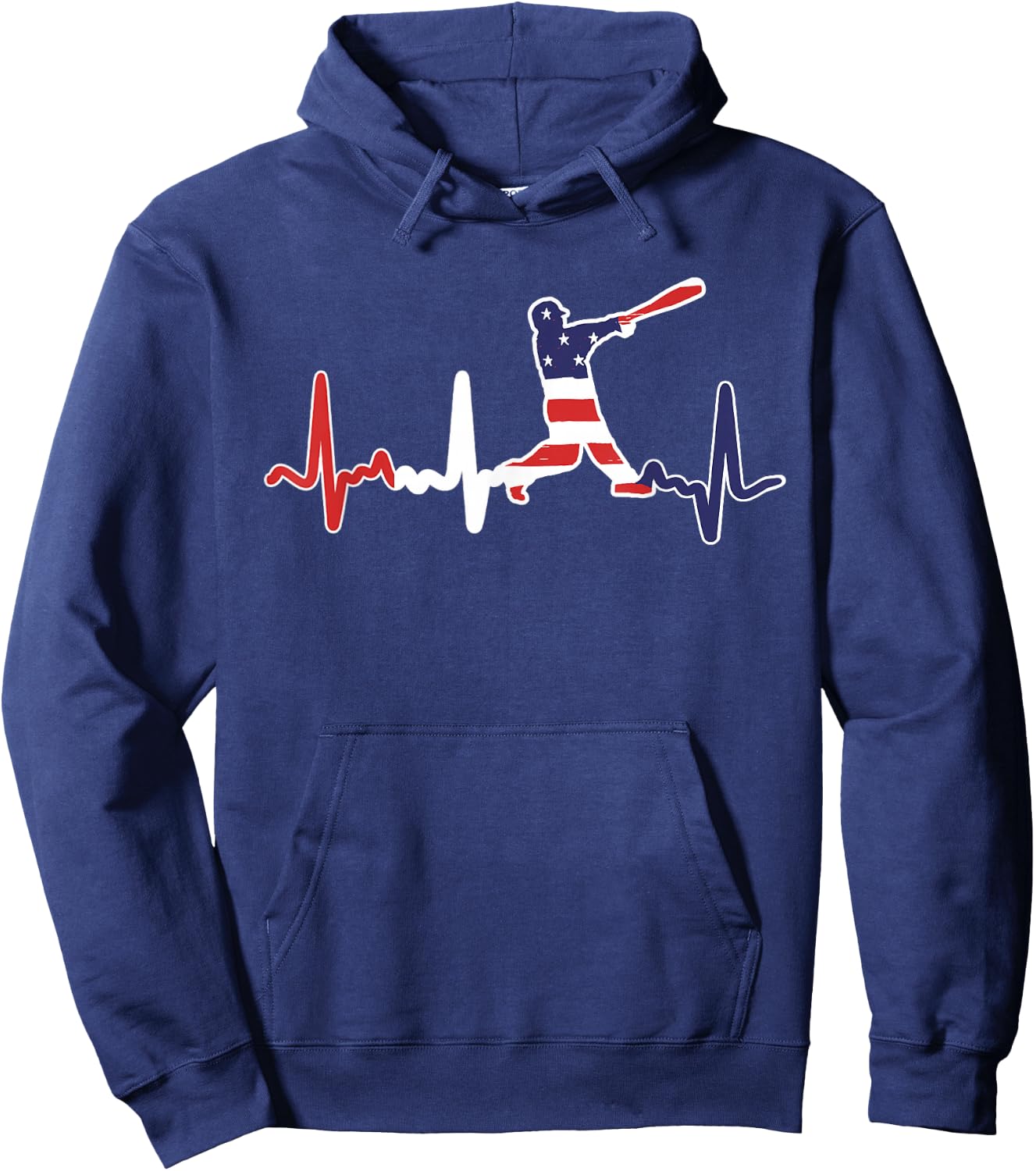 Home Run Baseball Flag Baseball Heartbeat Hoodie - Hoodie | Navy