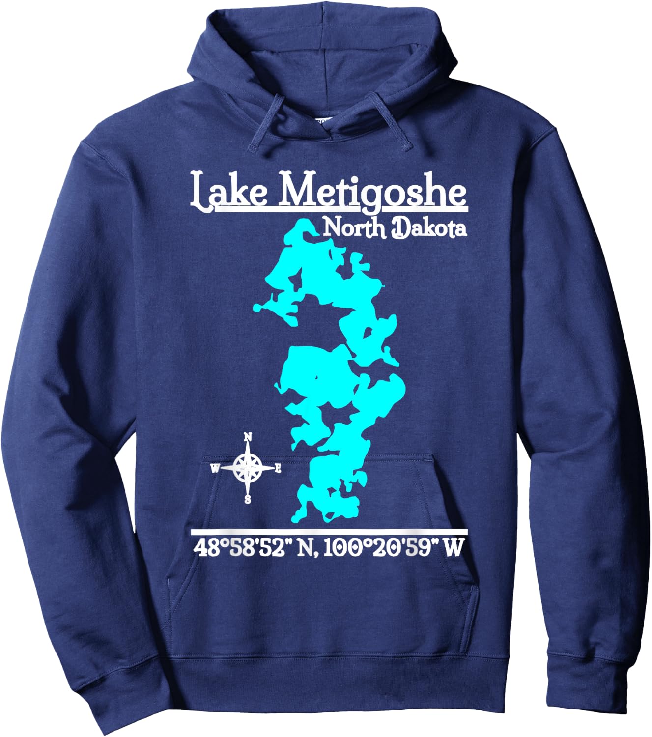 Lake Metigoshe, North Dakota Hoodie - Hoodie | Navy