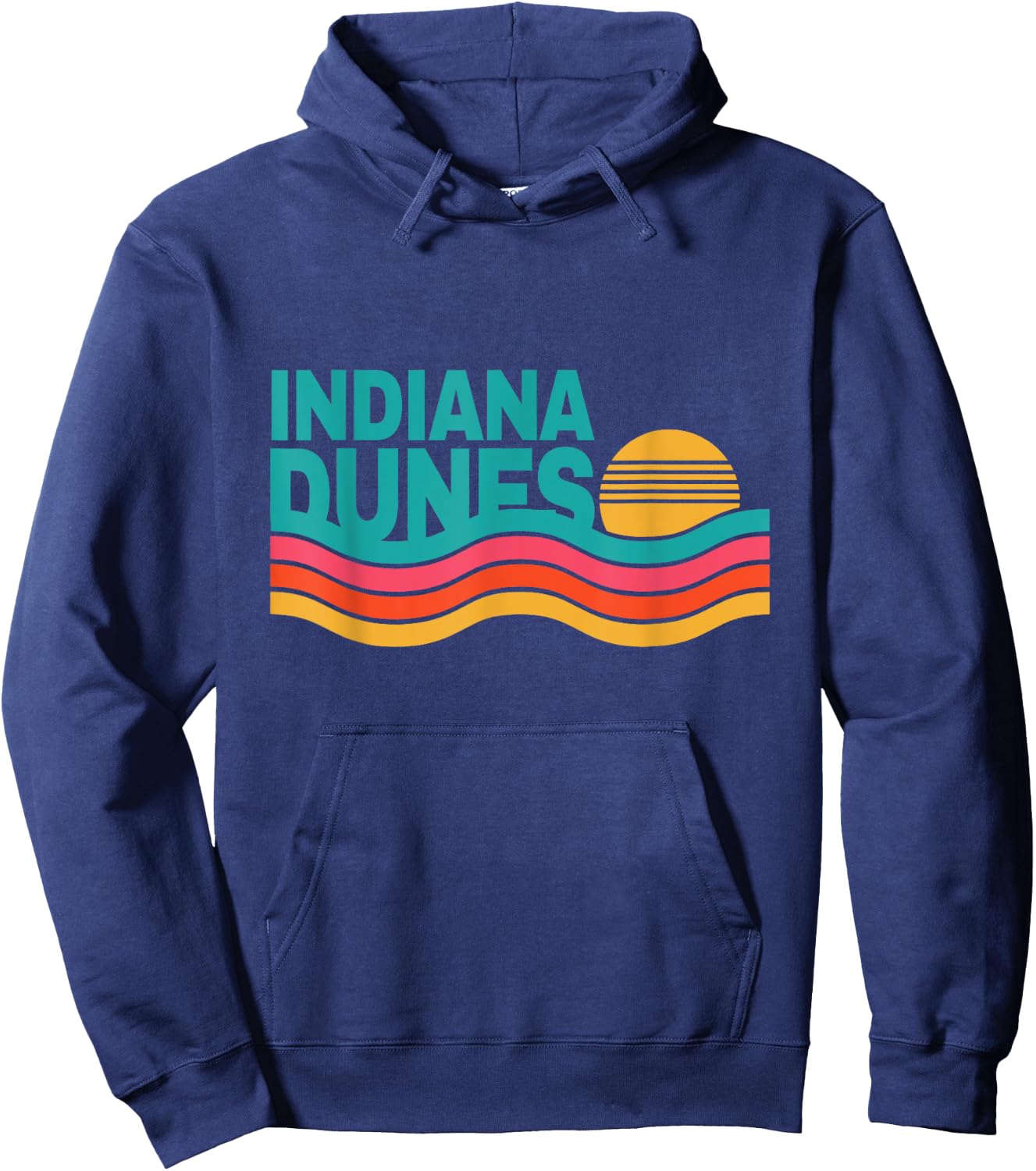 Vintage Indiana Dunes National Park Retro 70s 80s Sunset Hoodie - Hoodie | Navy
