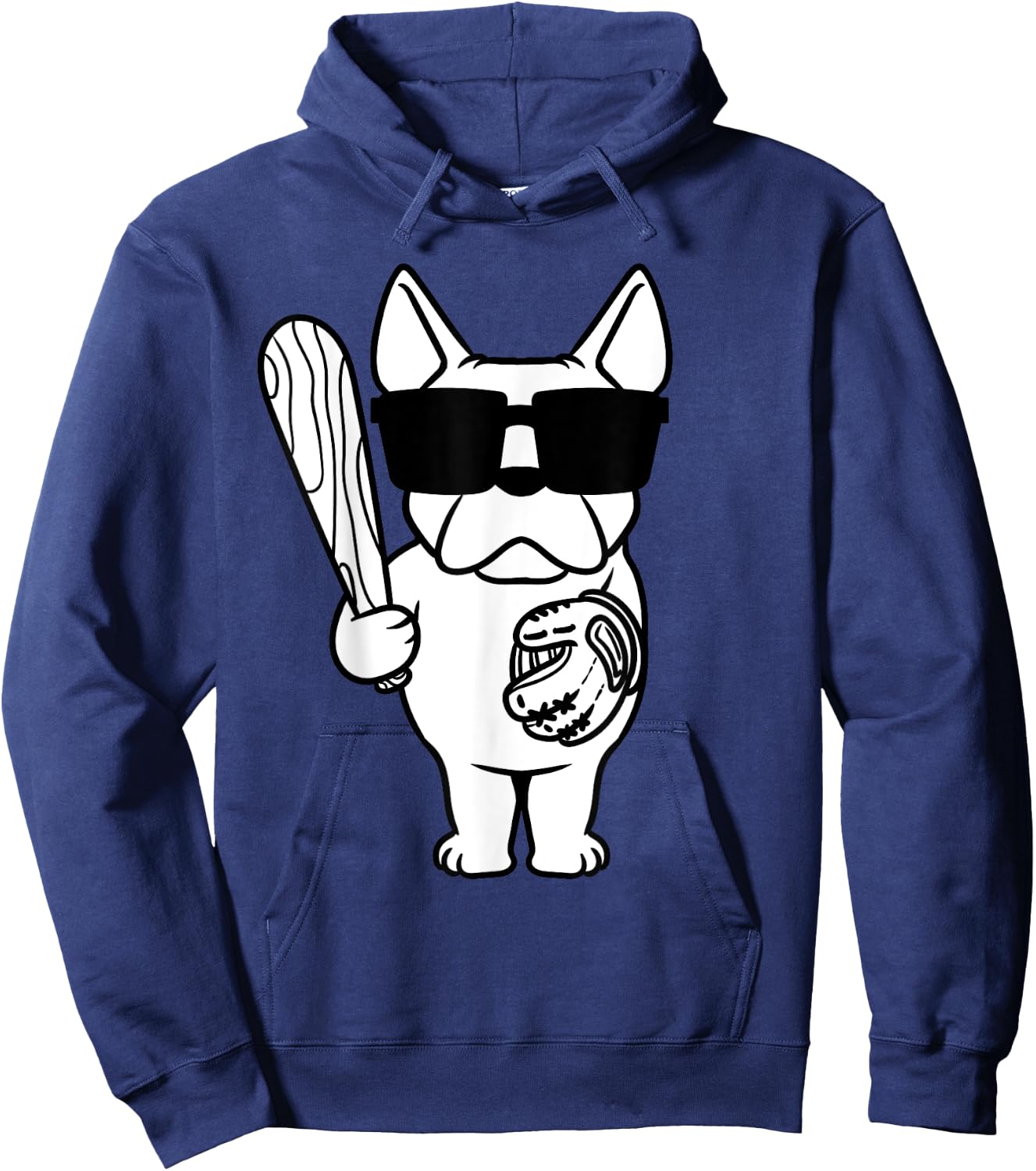 French Bulldog Dog With Baseball Bat And Glove Baseball Women Girls Kids Hoodie - Hoodie | Navy
