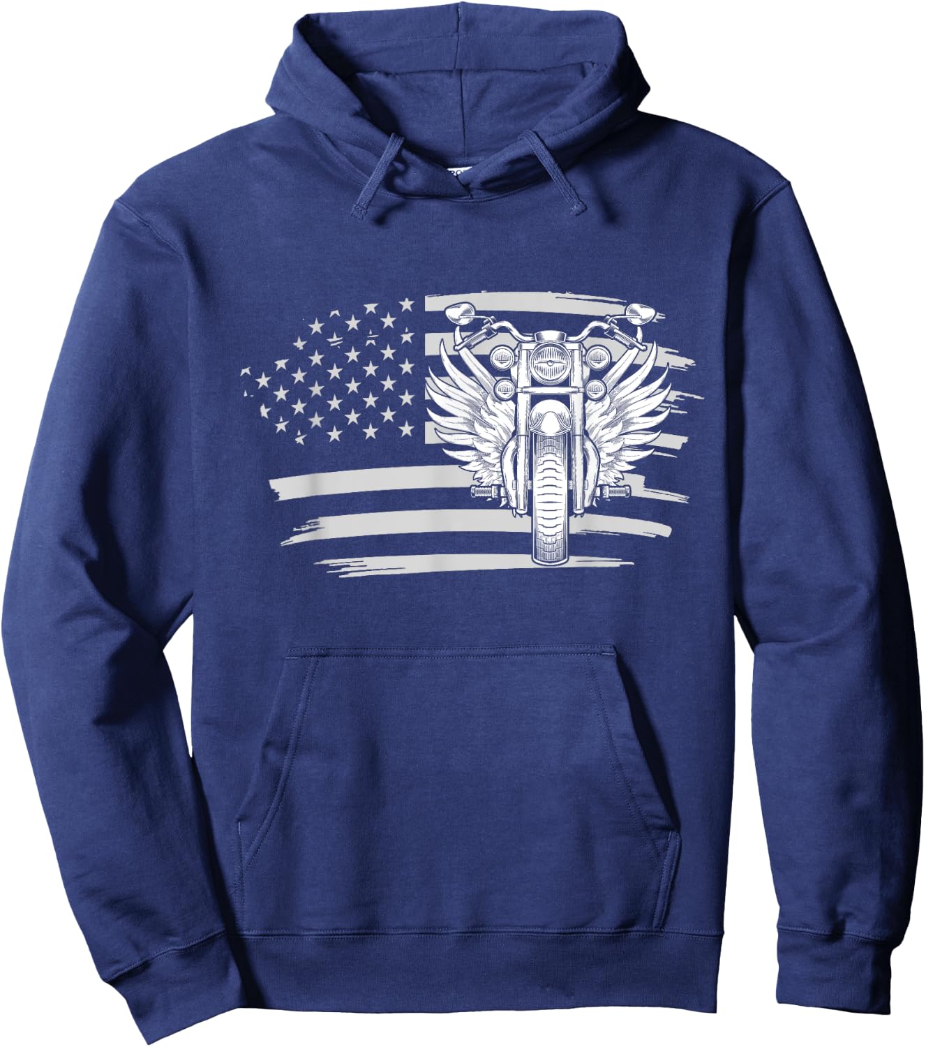 Patriotic American Biker Motorcycle Rider Gift US Flag Biker Men Hoodie - Hoodie | Navy