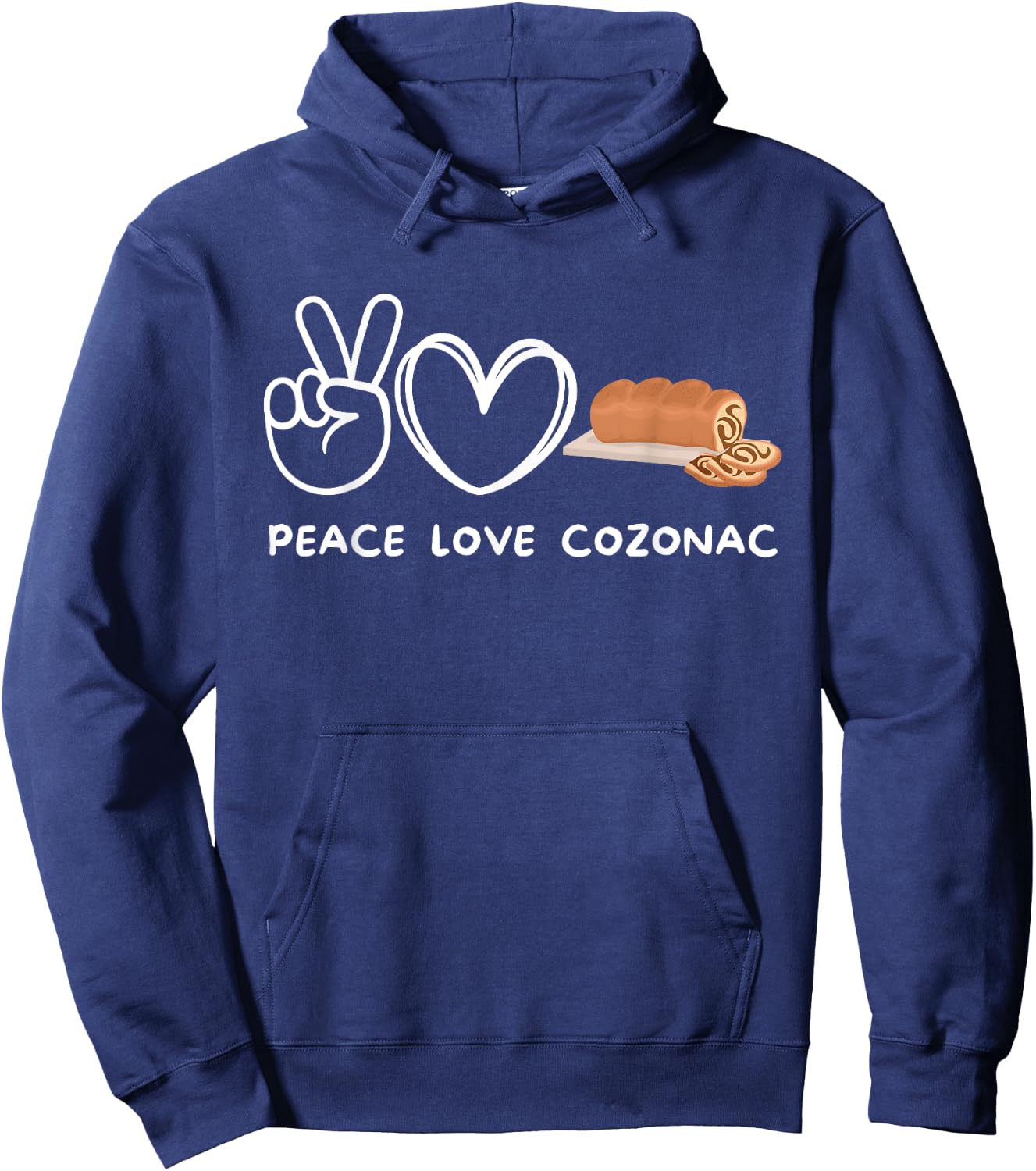 Peace, Love Cozonac Retro Cozonac Lover Food Lover Hoodie - Hoodie | Navy