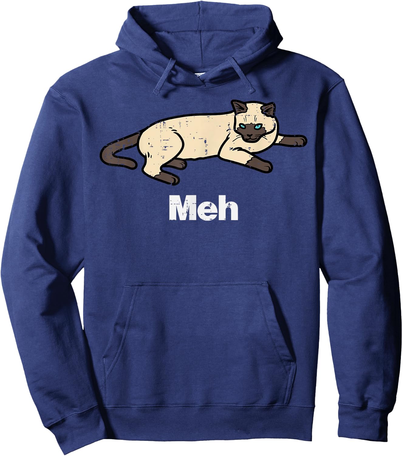 Siamese Cat Meh Funny Meow Balinese Kitty Pet Men Women Kids Hoodie - Hoodie | Navy