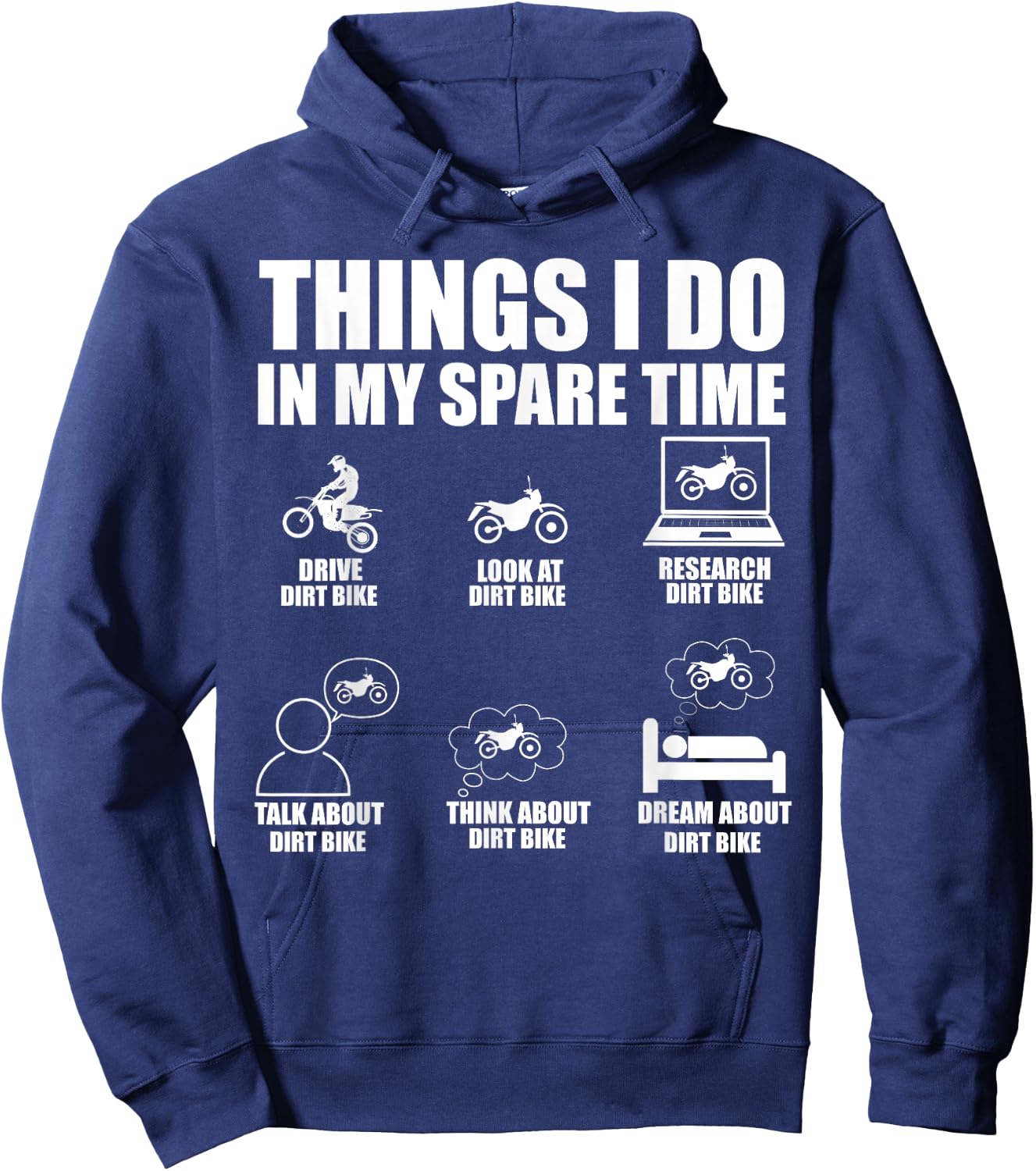 Things I Do In My Spare Time Funny Dirt Bike Motocross Biker Hoodie - Hoodie | Navy