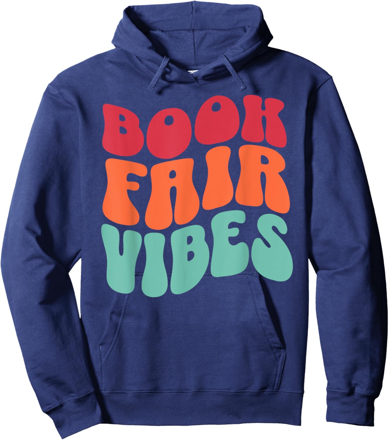School Book Fair Vibe Groovy 70s Retro Reading Librarian Hoodie - Hoodie | Navy