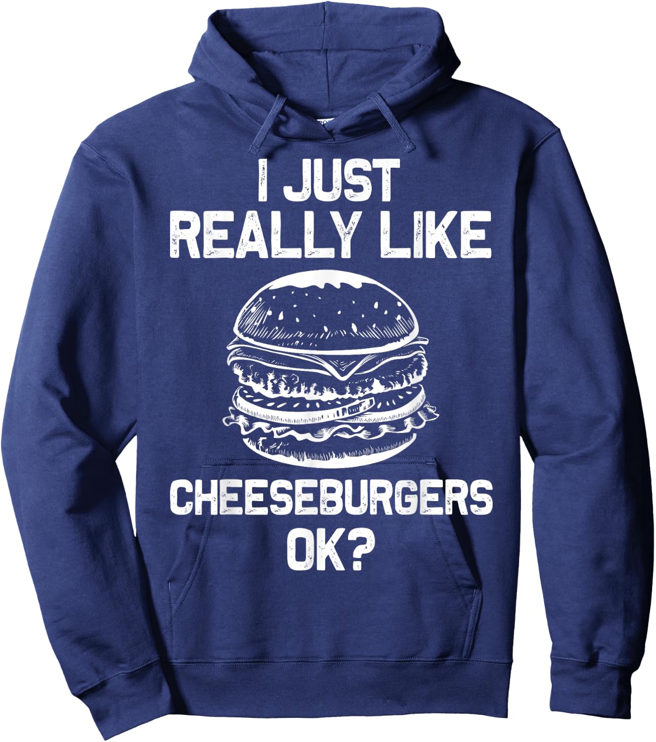 Funny Cheeseburger Hamburger Design Burger Lover Men Women Hoodie - Hoodie | Navy
