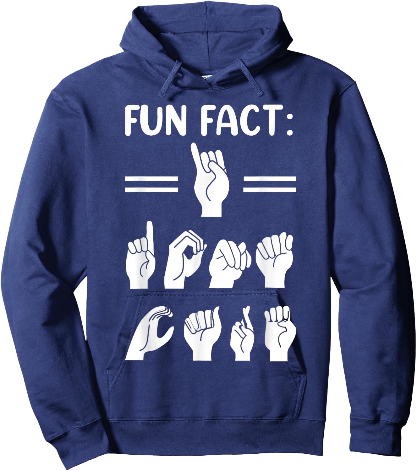 Funny ASL American Sign Language Fun Fact I Don't Care Hoodie - Hoodie | Navy