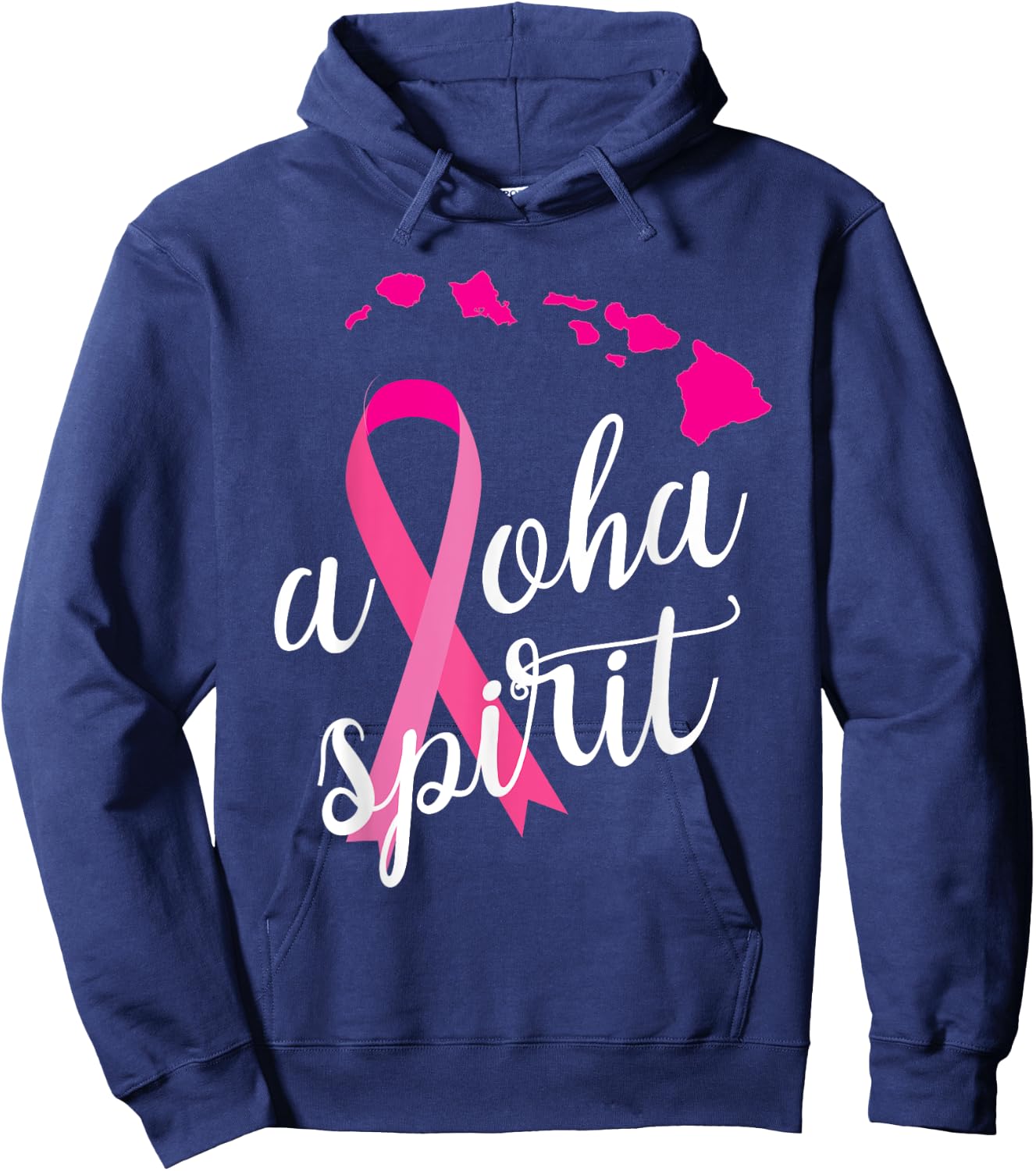 Aloha Spirit Breast Cancer Awareness Hawaii islands Hoodie - Hoodie | Navy