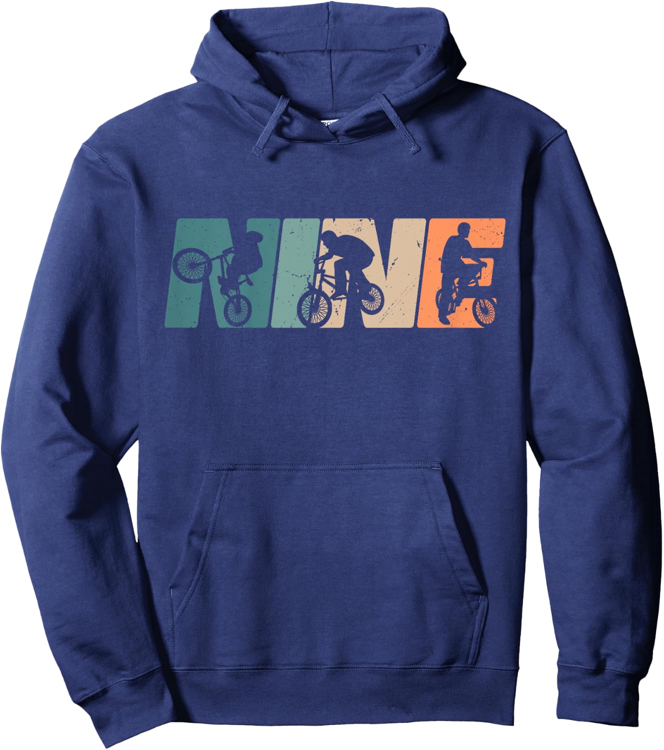 Kids 9 Year Old BMX Rider Birthday Party Boys Dirt Biking 9th Hoodie - Hoodie | Navy