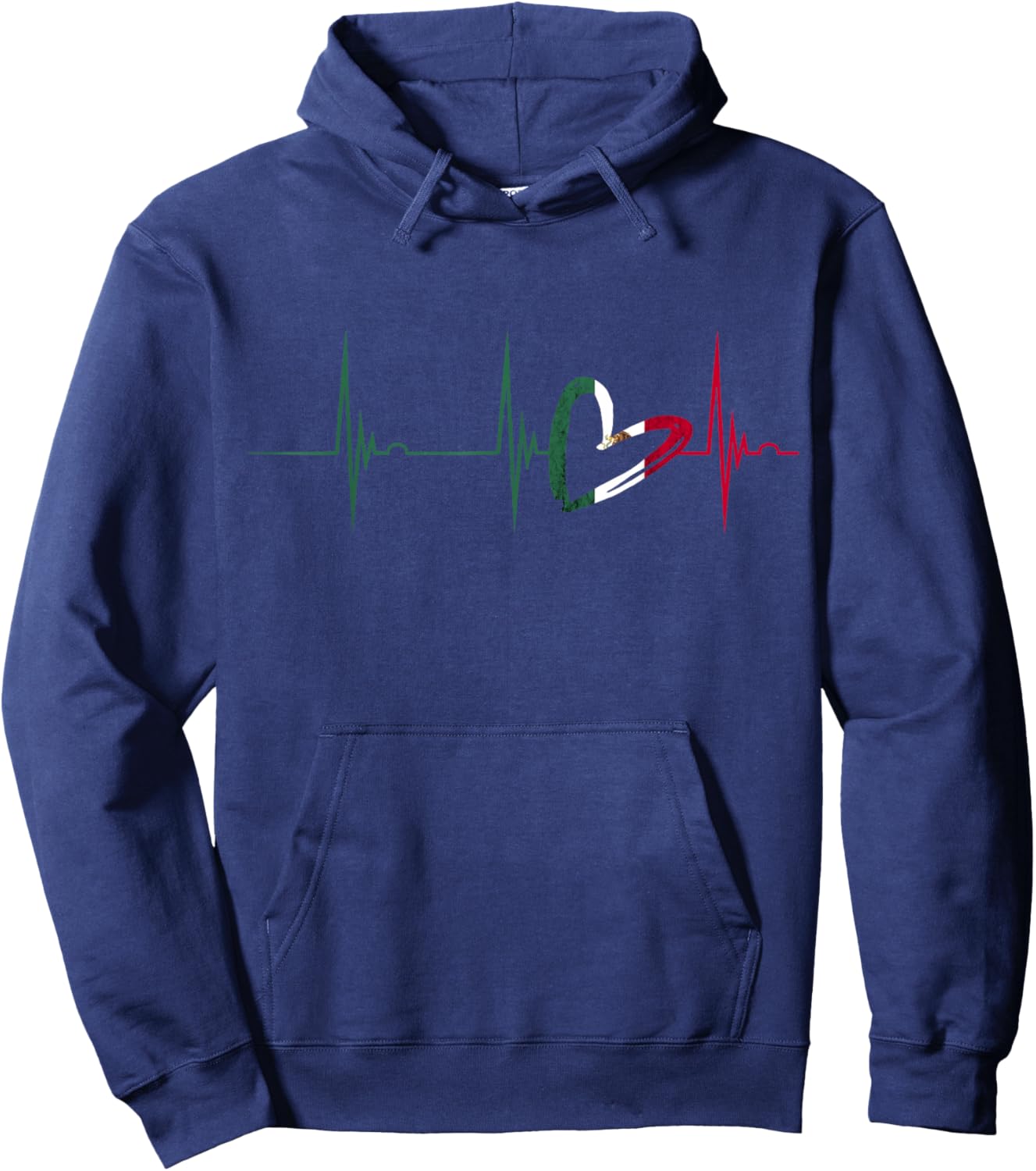 Mexico Heart Mexico Flag Heartbeat EKG Pulse Mexican Roots Hoodie - Hoodie | Navy