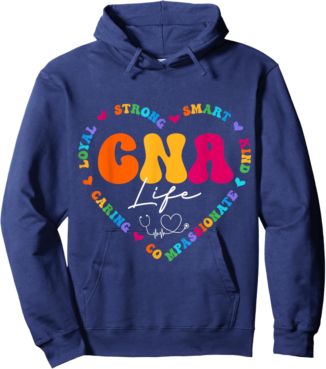 CNA Life Appreciation Gifts Ideas Cute Nurse Appreciation Women's Black Multicolor Hoodie - Hoodie | Navy