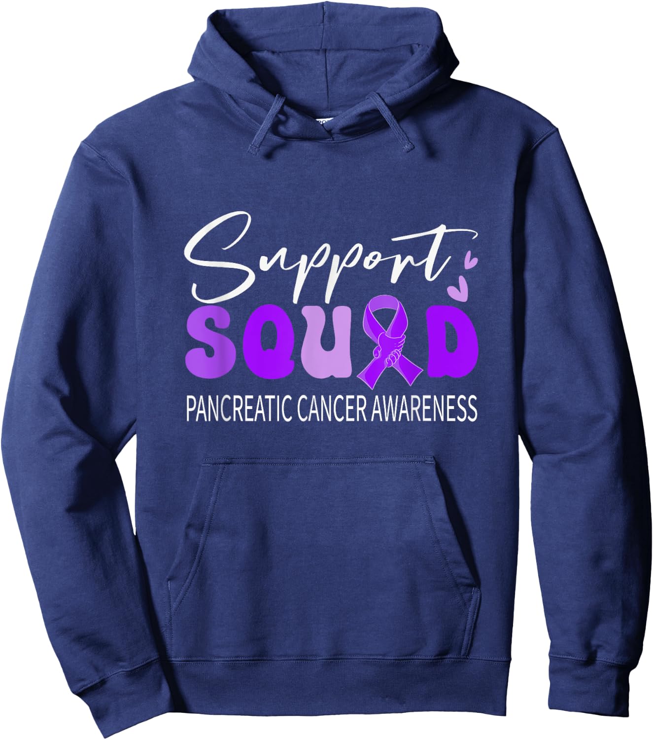 Support Squad Purple Ribbon Pancreatic Cancer Awareness Hoodie - Hoodie | Navy