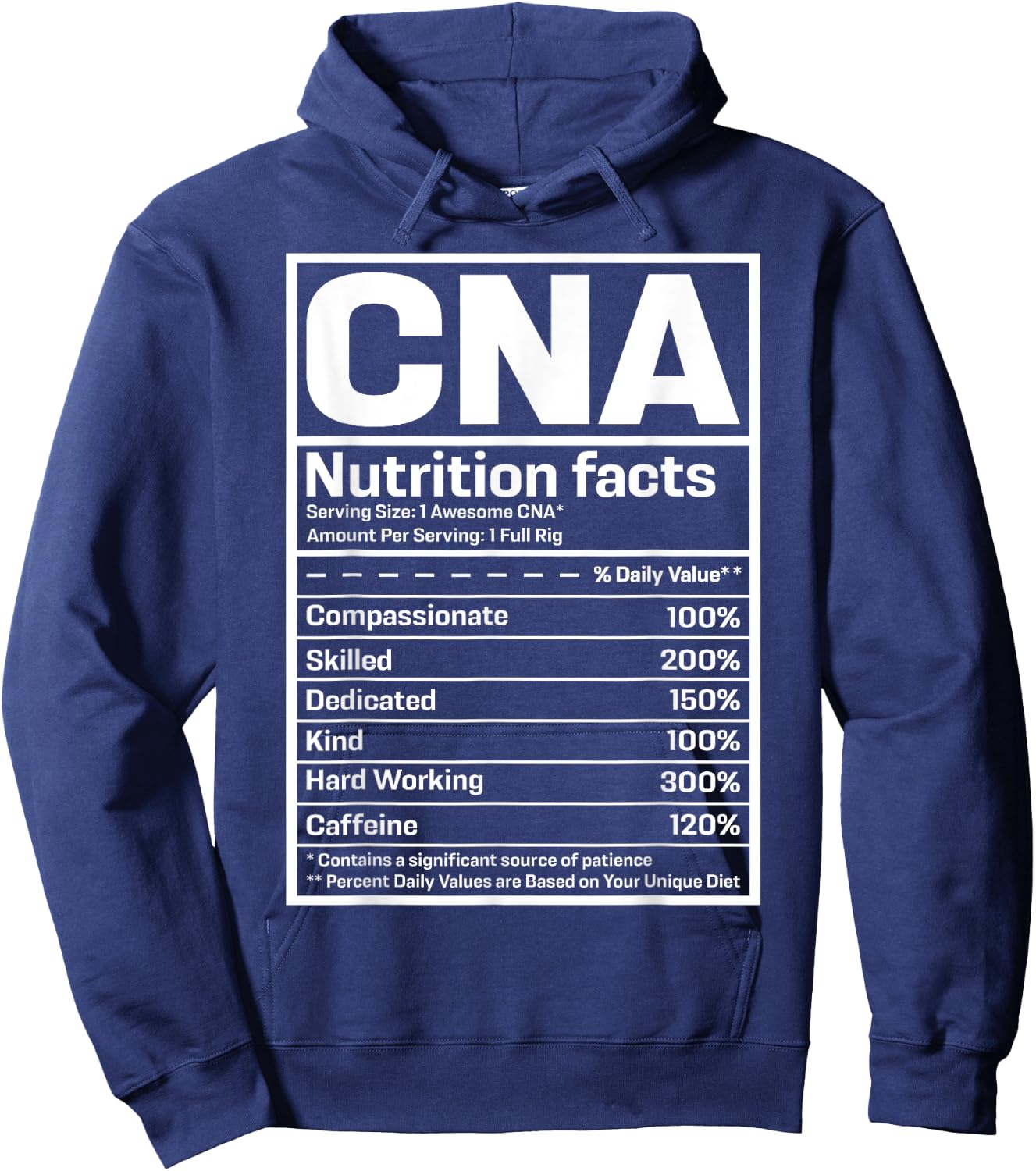 CNA Certified Nursing Assistant Gifts CNA Humor Black -Adults Small Short Sleeve Regular Fit Modern Humor Professional Use Hoodie - Hoodie | Navy