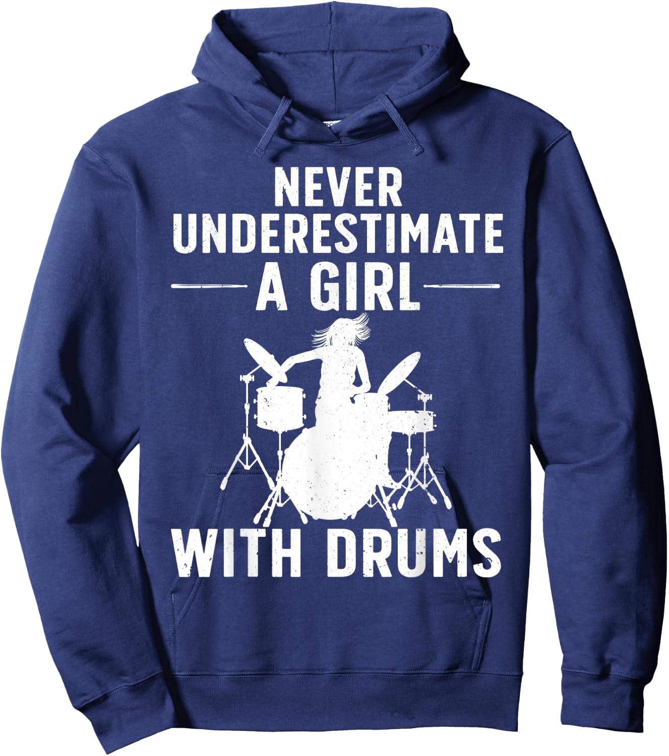 Funny Drummer Design Girls Kids Drums Player Lover Hoodie - Hoodie | Navy