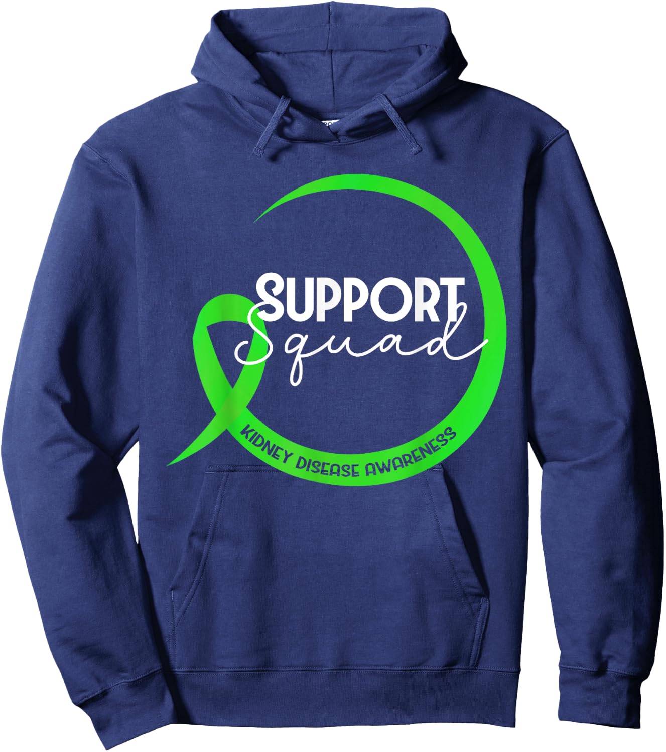 Kidney Disease Awareness Green Ribbon Support Squad Hoodie - Hoodie | Navy