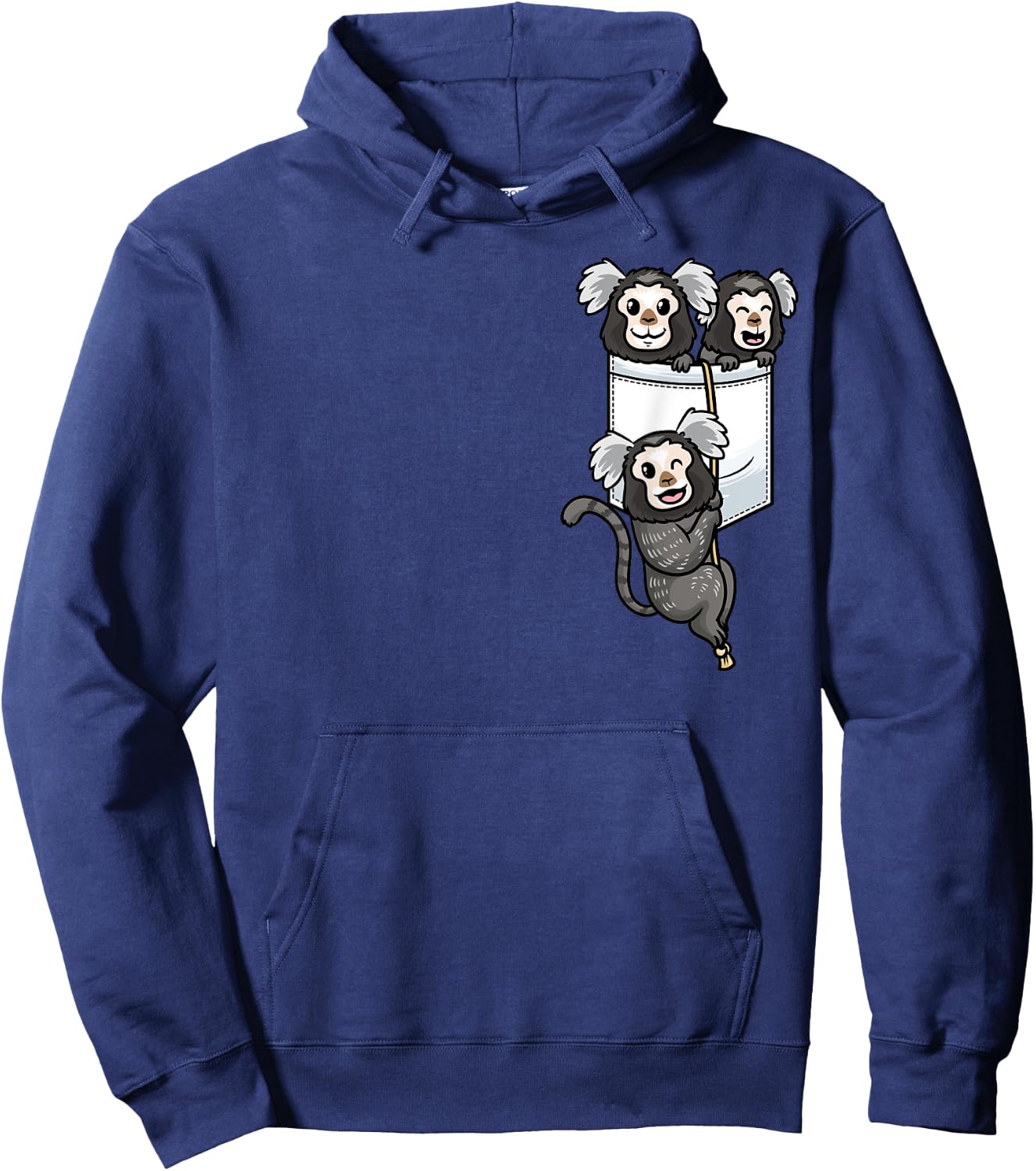 Marmoset Monkey In Pocket Hoodie - Hoodie | Navy