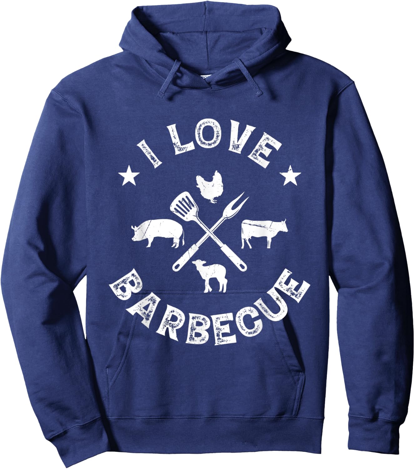I Love Barbecue Grilling Chef BBQ Meat Lover BBQ Grill Chefs Hoodie - Hoodie | Navy