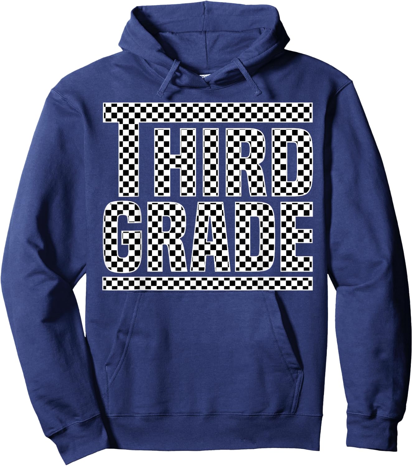Checkered 3rd Grade Back to School Boys Girls Kids Teacher Hoodie - Hoodie | Navy