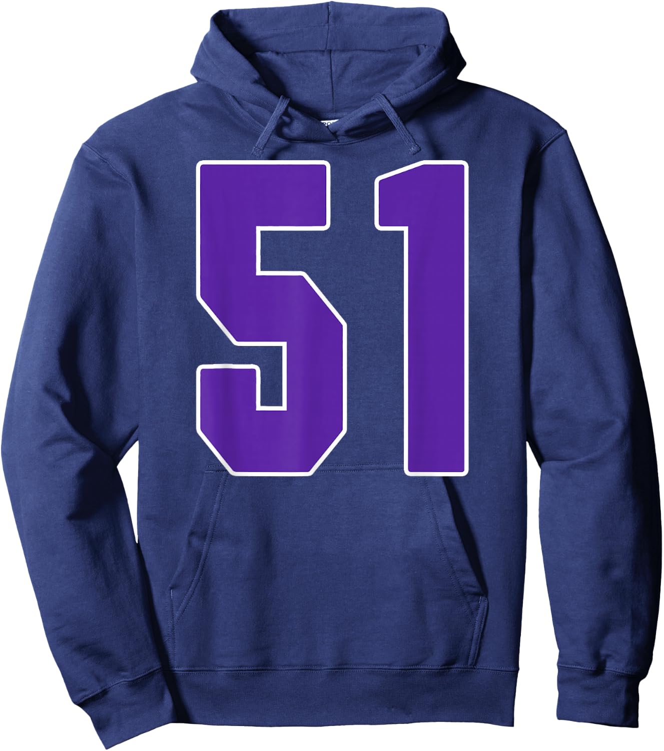 Purple Number 51 Jersey Big #51 Uniform Favorite Player Hoodie - Hoodie | Navy