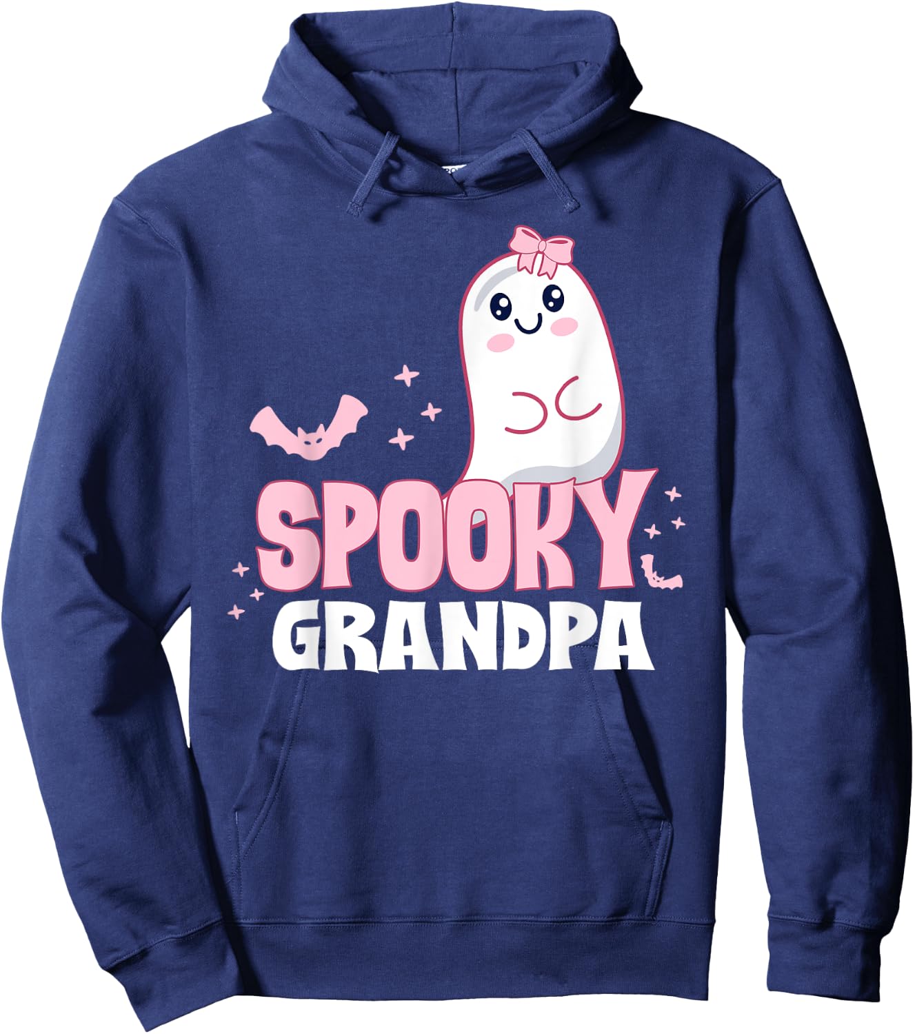 Spooky Grandpa Family Cute Pink White Ghost Boo Halloween Hoodie - Hoodie | Navy