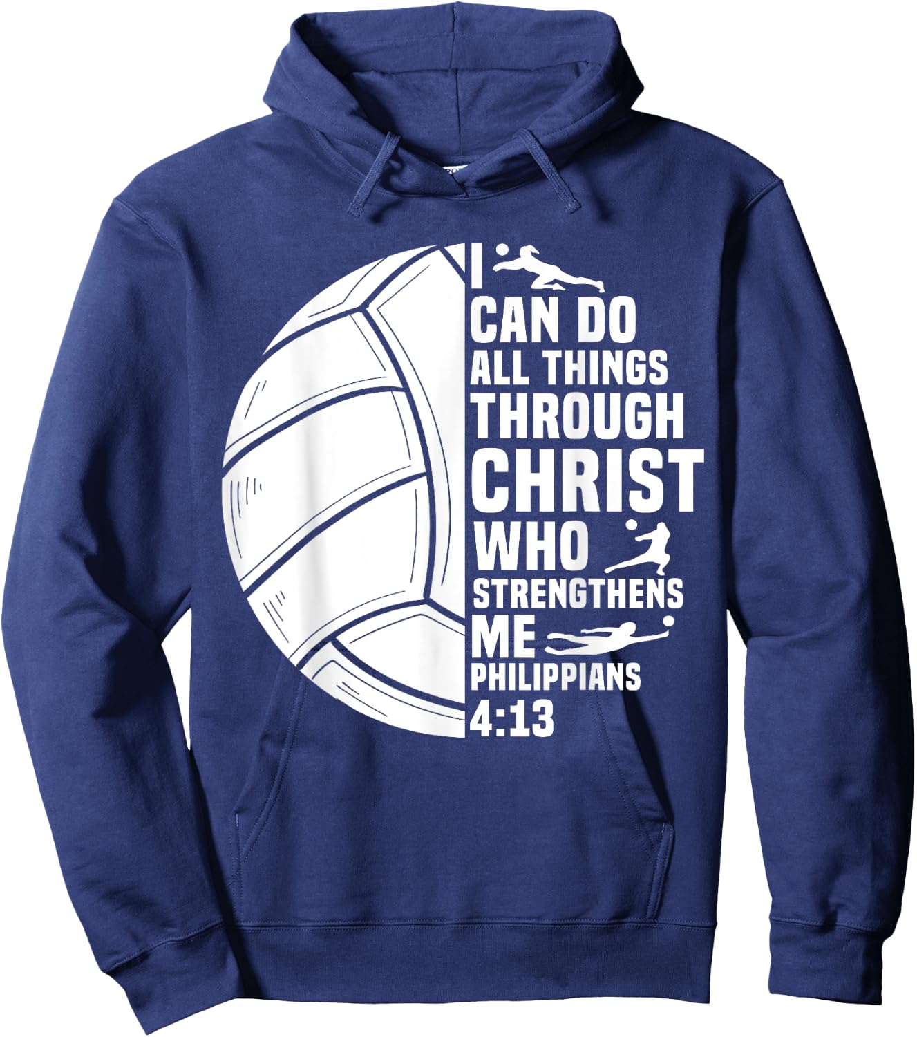 Funny Volleyball Christian Design Women Boys Girls Hoodie - Hoodie | Navy