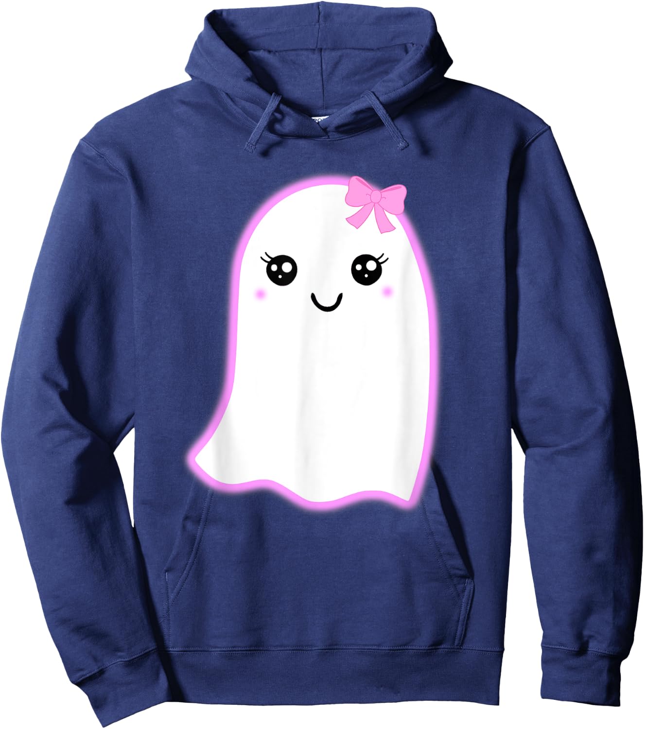 Halloween Cute Ghost Kawaii Style Pink Bow Girls Graphic Hoodie - Hoodie | Navy