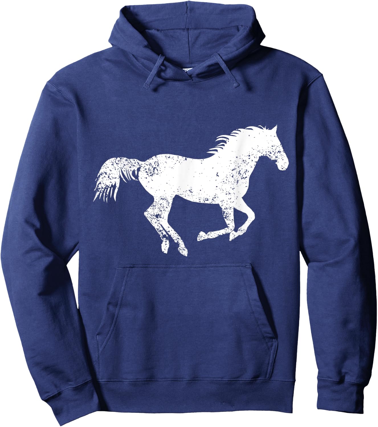 Equestrian Distressed Horse Print - Vintage Horse Hoodie - Hoodie | Navy
