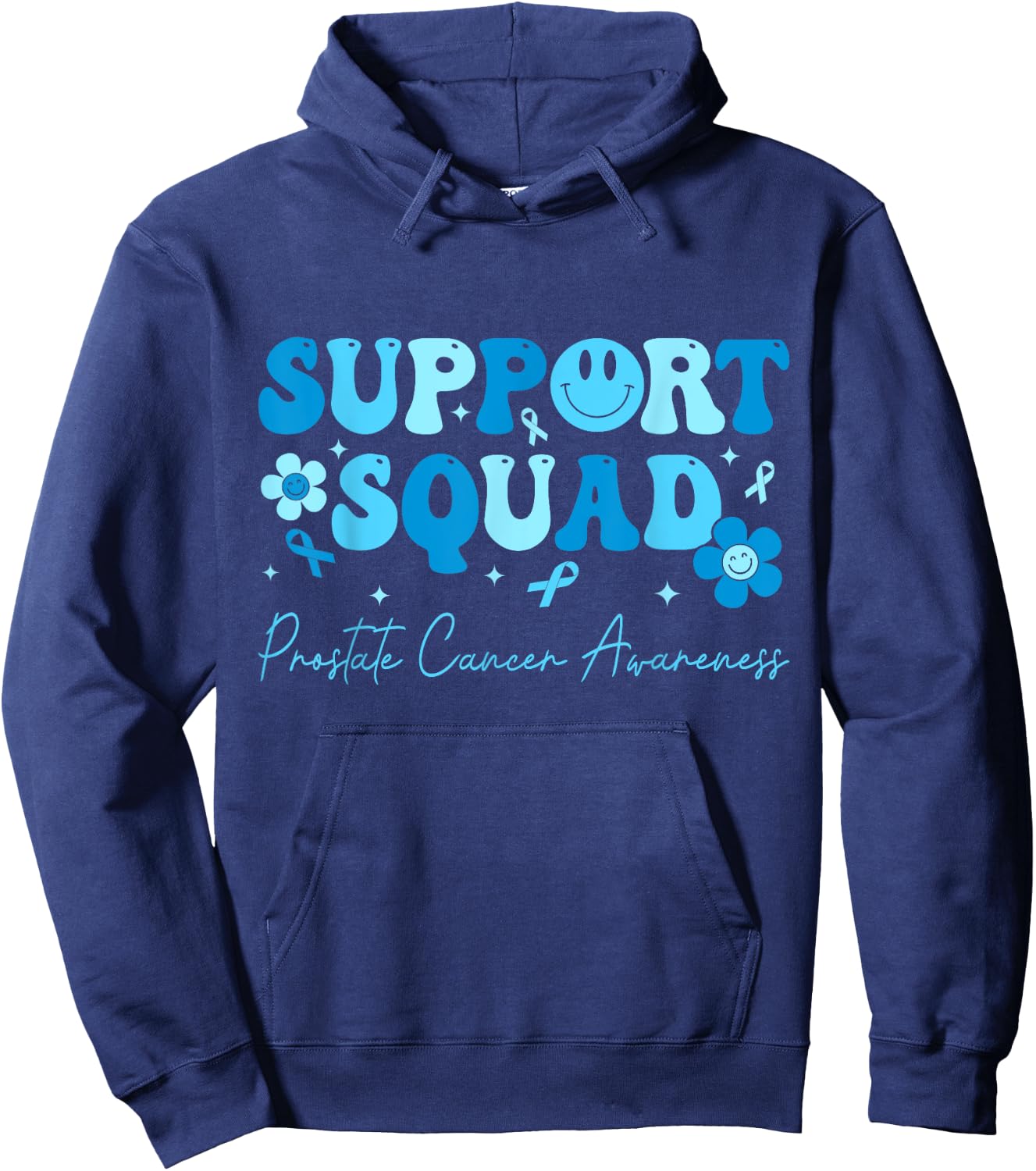 Groovy Support Squad Blue Ribbon Prostate Cancer Awareness Hoodie - Hoodie | Navy
