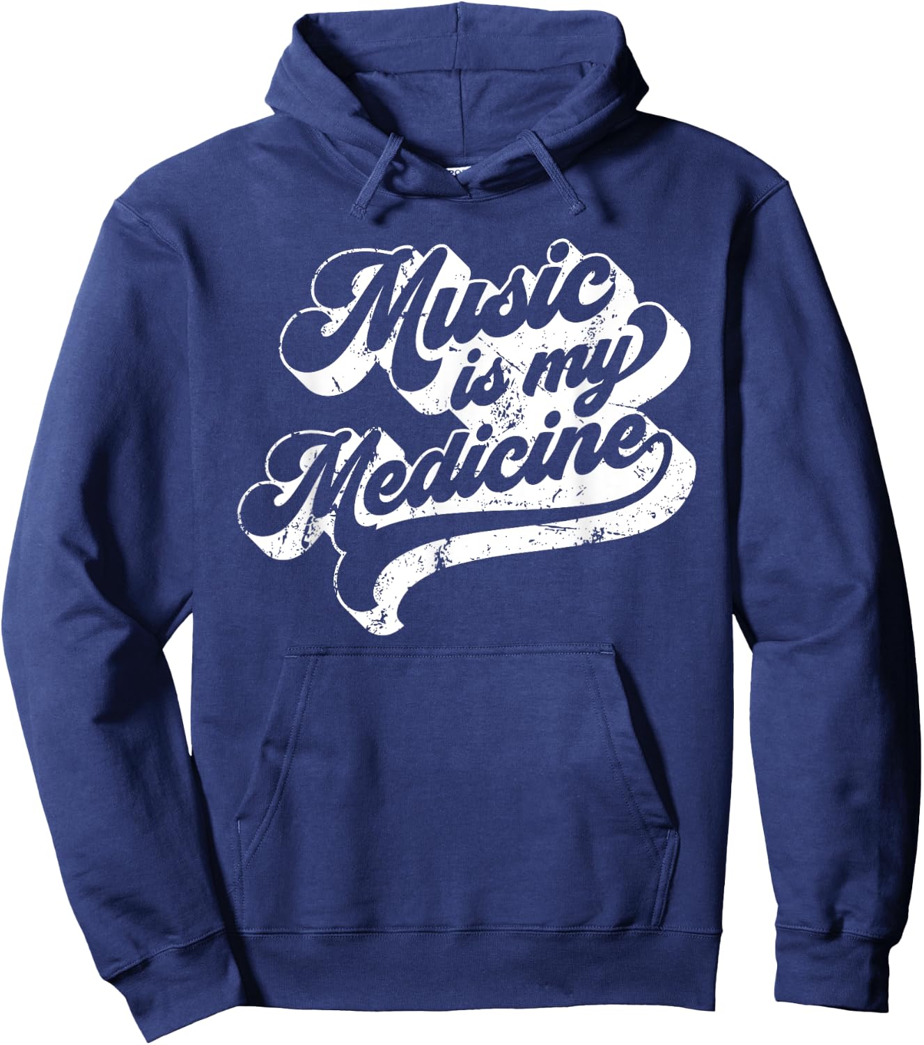 Music Is My Medicine Vintage 70s Retro Style Quote Hoodie - Hoodie | Navy
