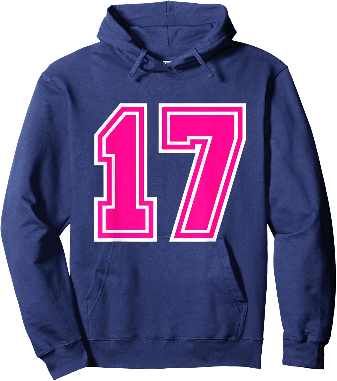 Number #17 Sport Pink Number Hoodie - Hoodie | Navy