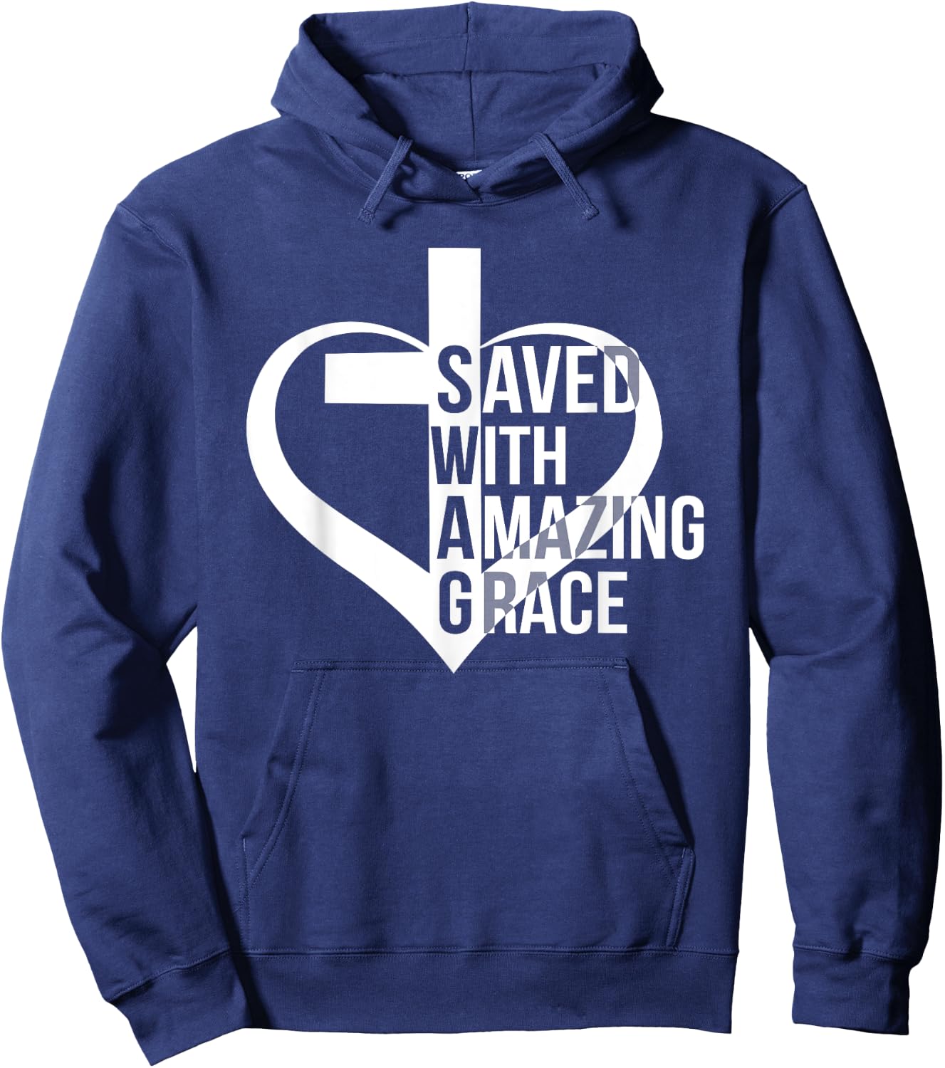 Saved With Amazing-Grace Swag Christian Faithcross Heart Hoodie - Hoodie | Navy