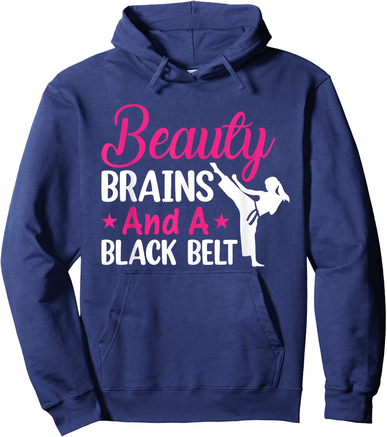 Beauty Brains And A Black Belt Martial Arts Cute Karate Girl Hoodie - Hoodie | Navy